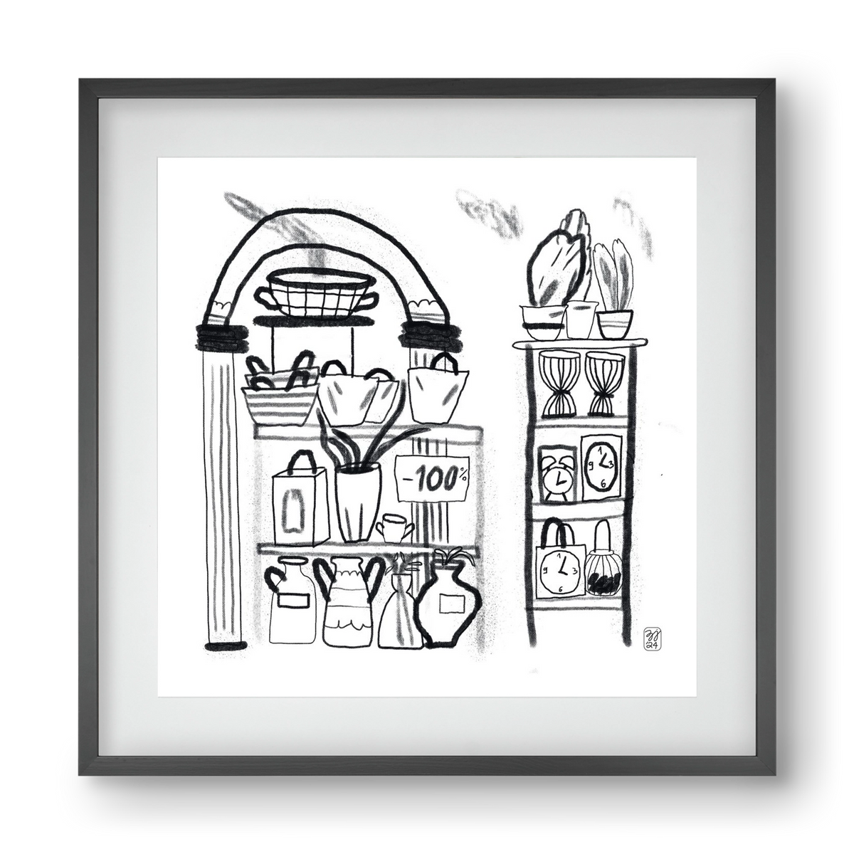 Minus 100%, 40x40 cm (30x30 cm), Fekete keret, paszpartuval