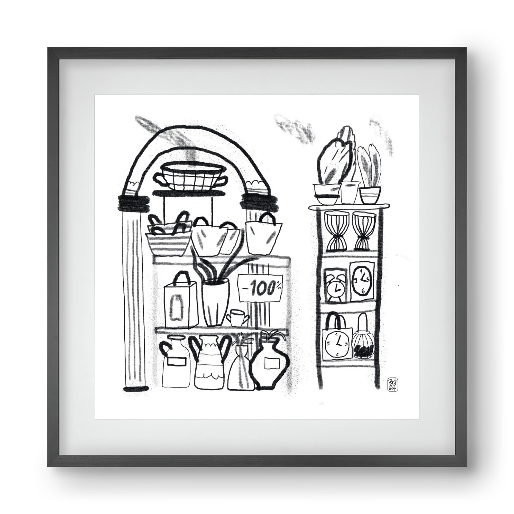 Minus 100%, 40x40 cm (30x30 cm), Fekete keret, paszpartuval