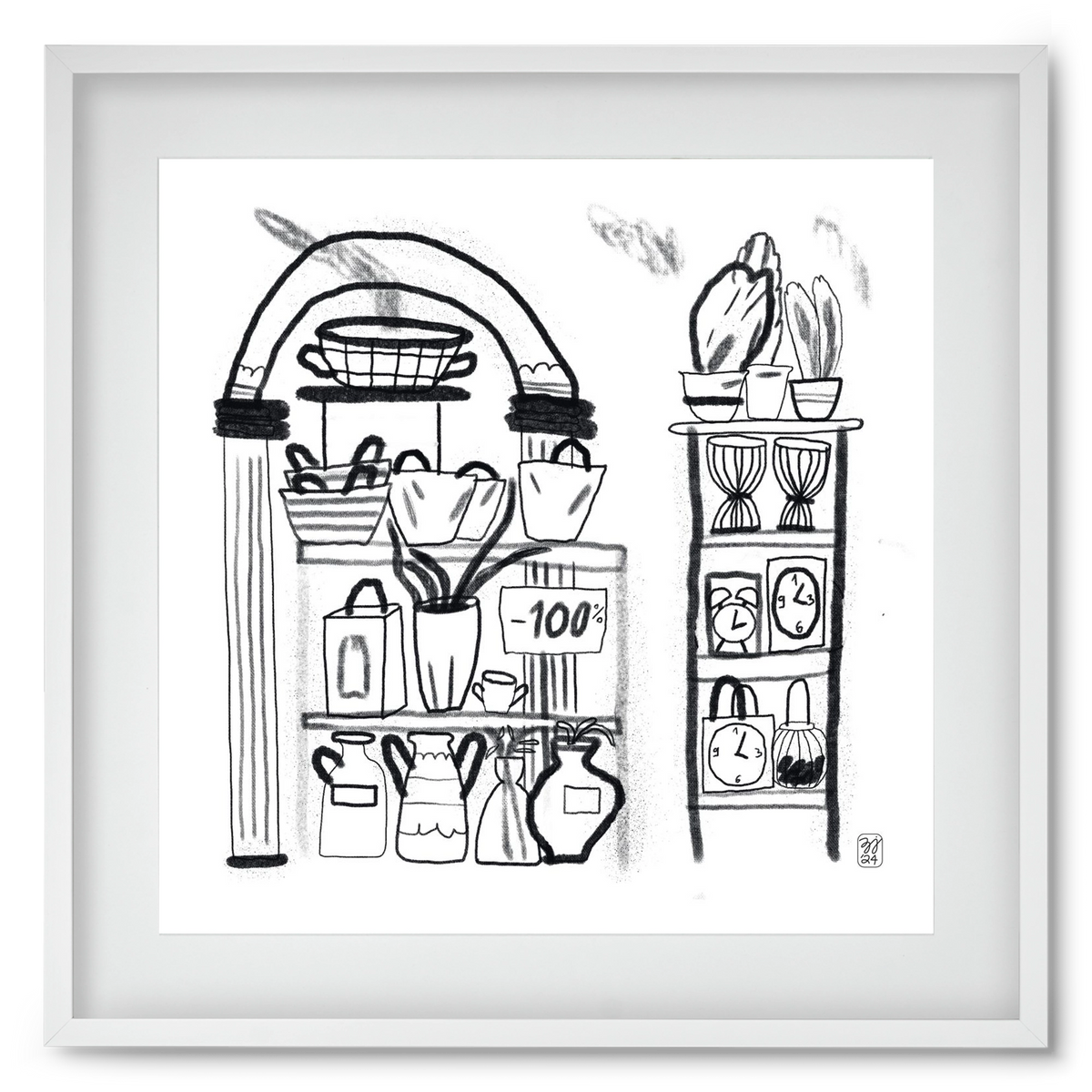 Minus 100%, 50x50 cm (40x40 cm), Fehér keret, paszpartuval