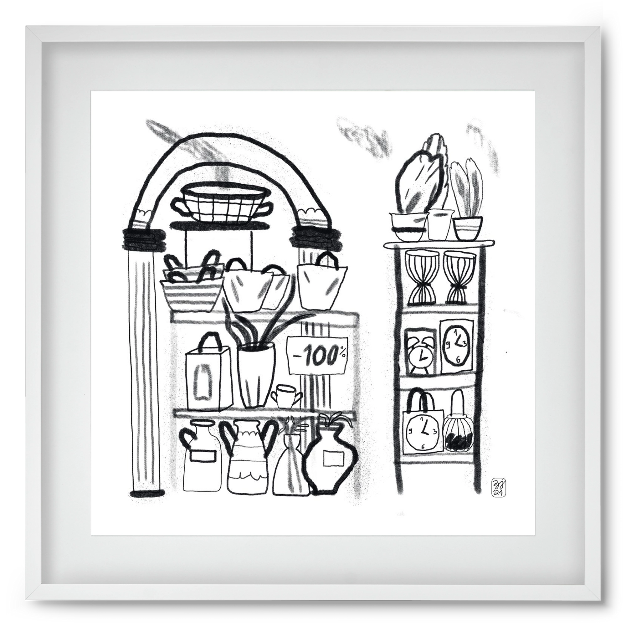 Minus 100%, 50x50 cm (40x40 cm), Fehér keret, paszpartuval
