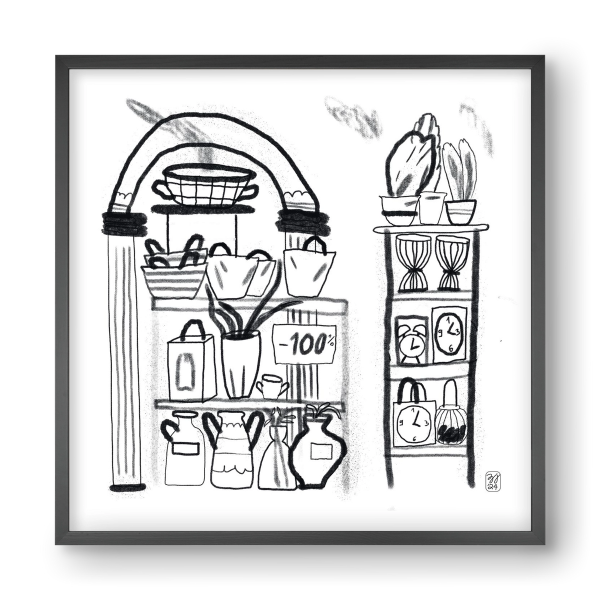 Minus 100%, 40x40 cm (40x40 cm), Fekete keret