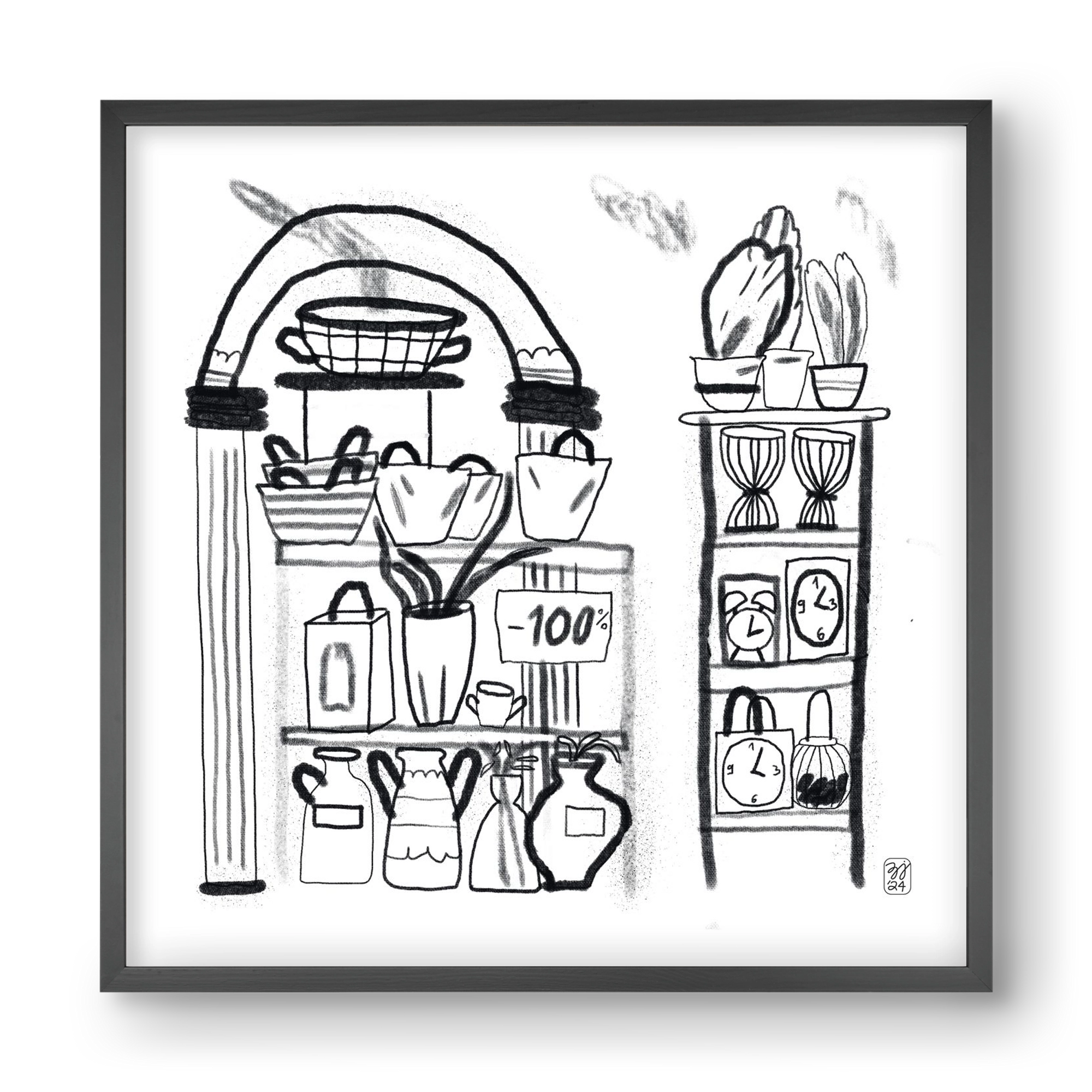 Minus 100%, 40x40 cm (40x40 cm), Fekete keret