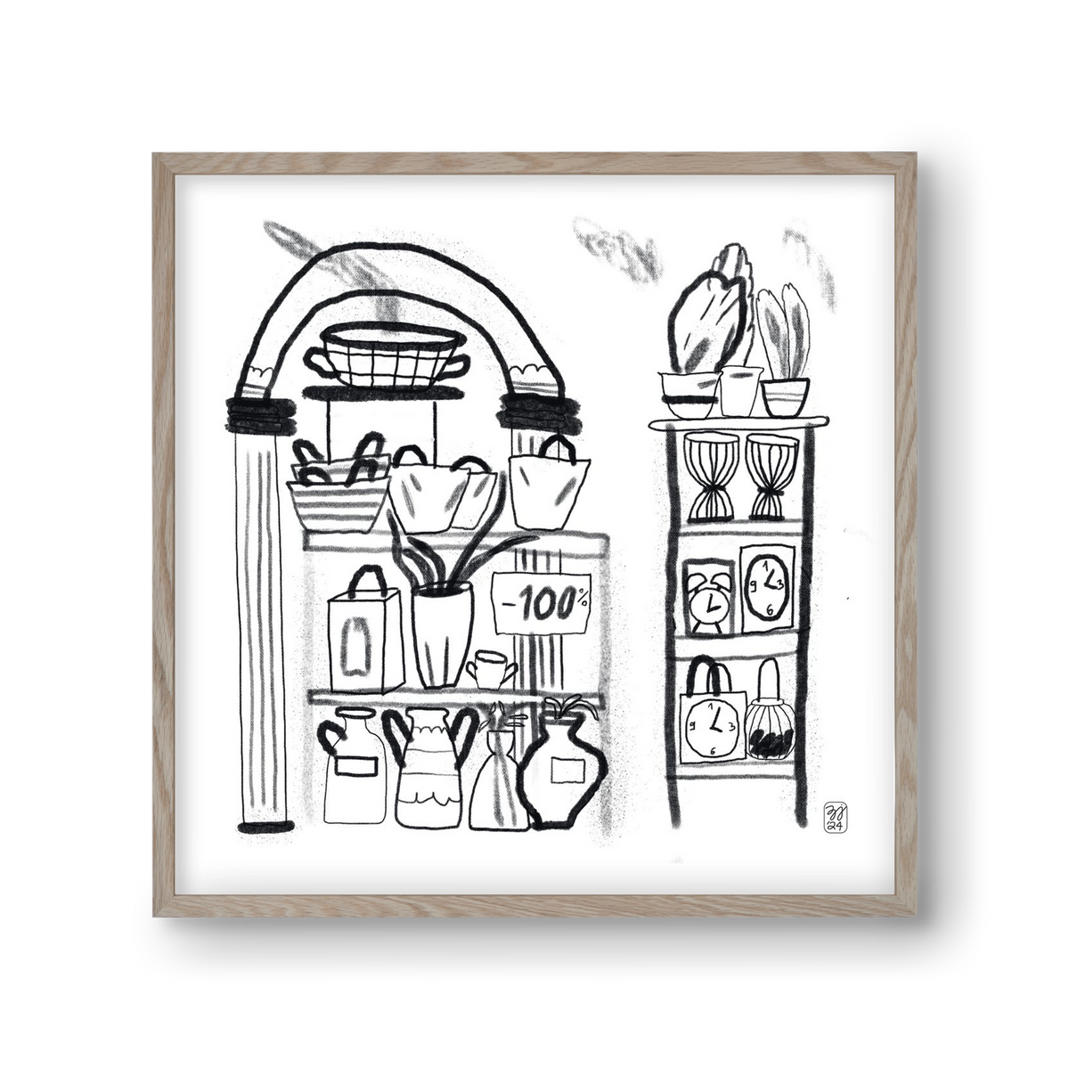 Minus 100%, 30x30 cm (30x30 cm), Tölgy keret