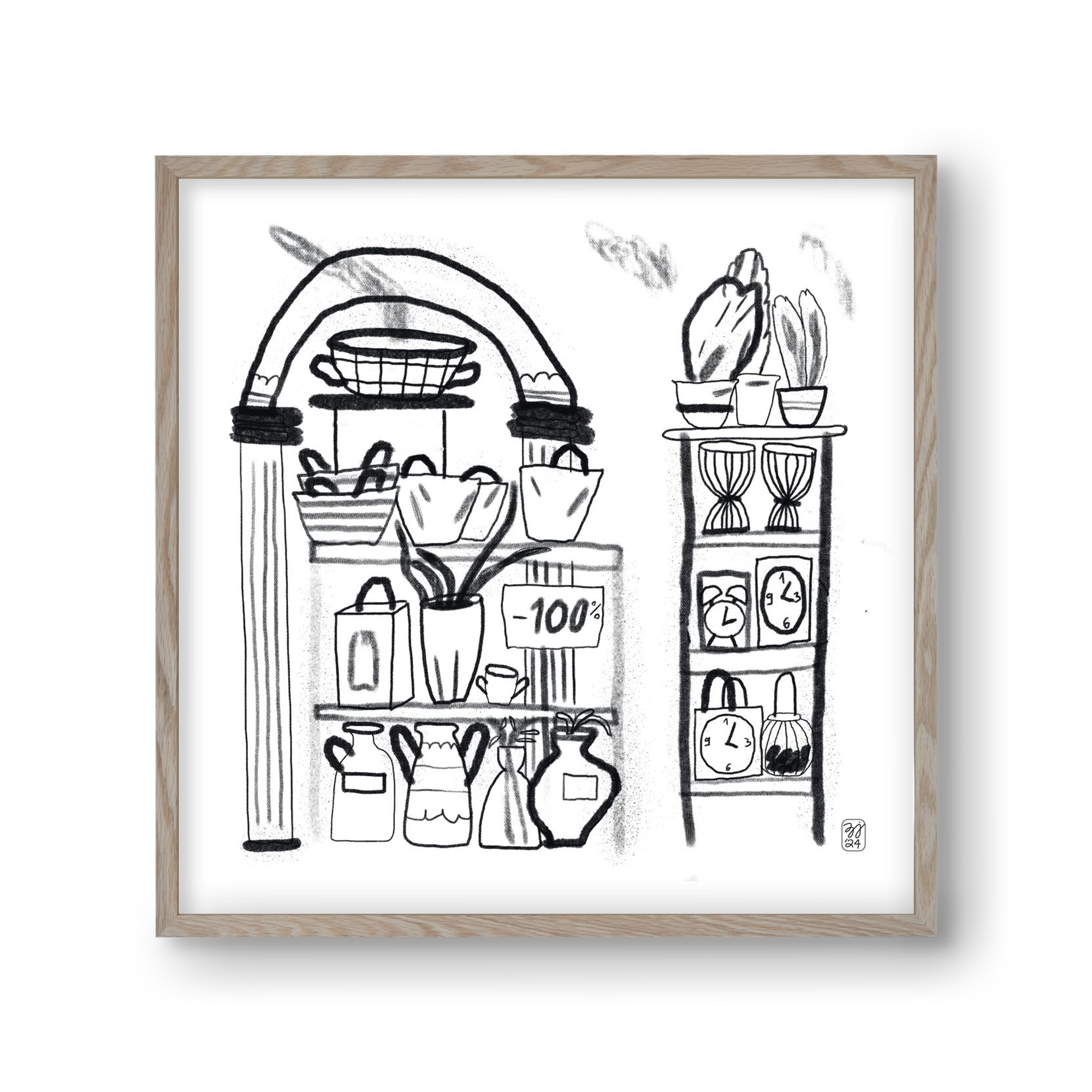 Minus 100%, 30x30 cm (30x30 cm), Tölgy keret