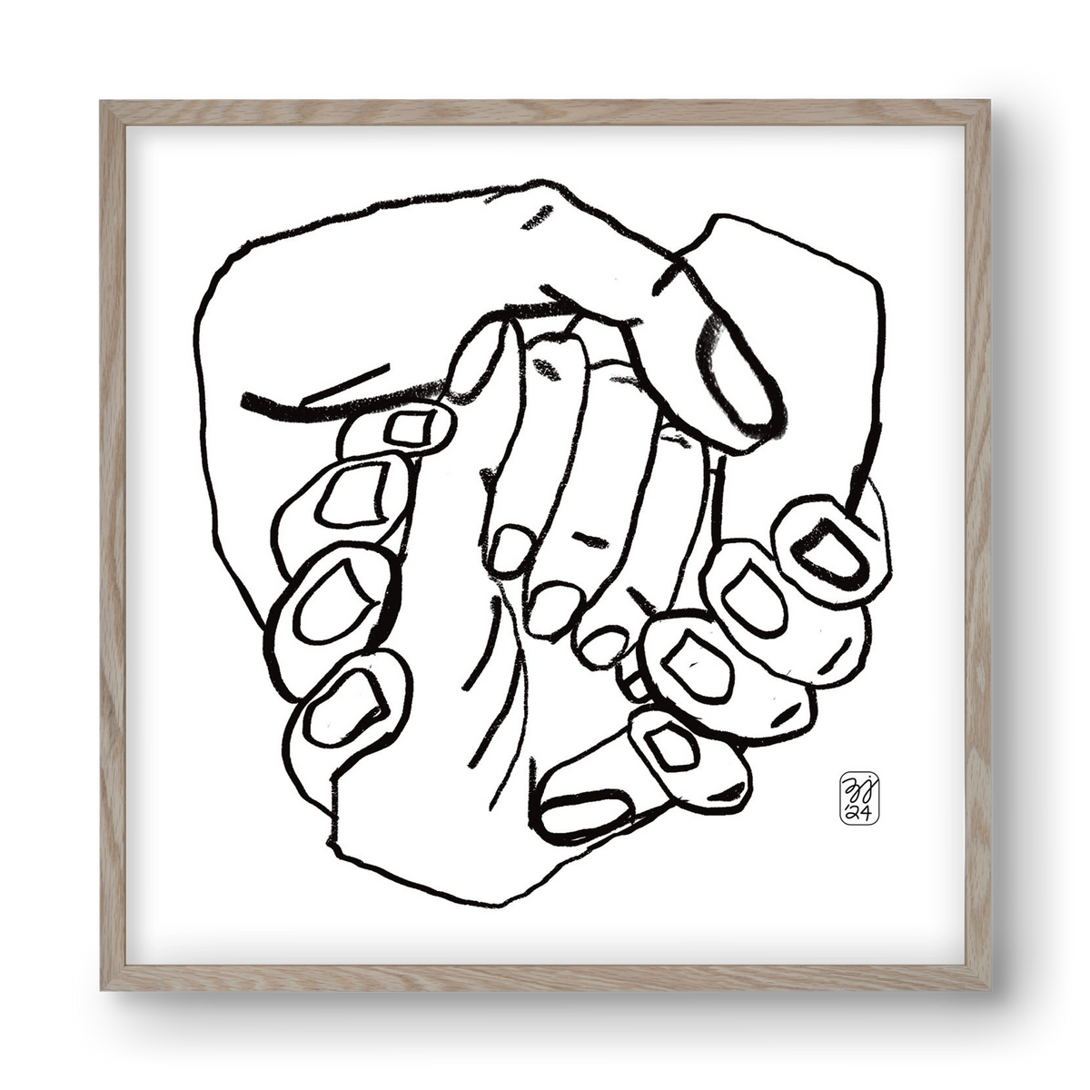 Hand in Handz, 40x40 cm (40x40 cm), Tölgy keret