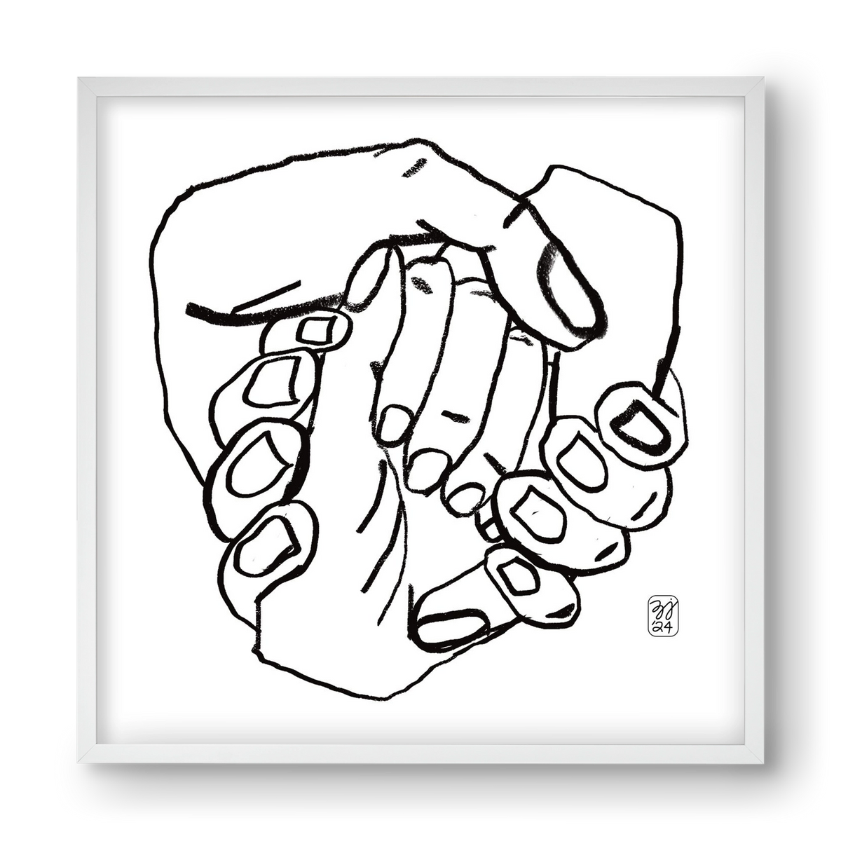 Hand in Handz, 40x40 cm (40x40 cm), Fehér keret