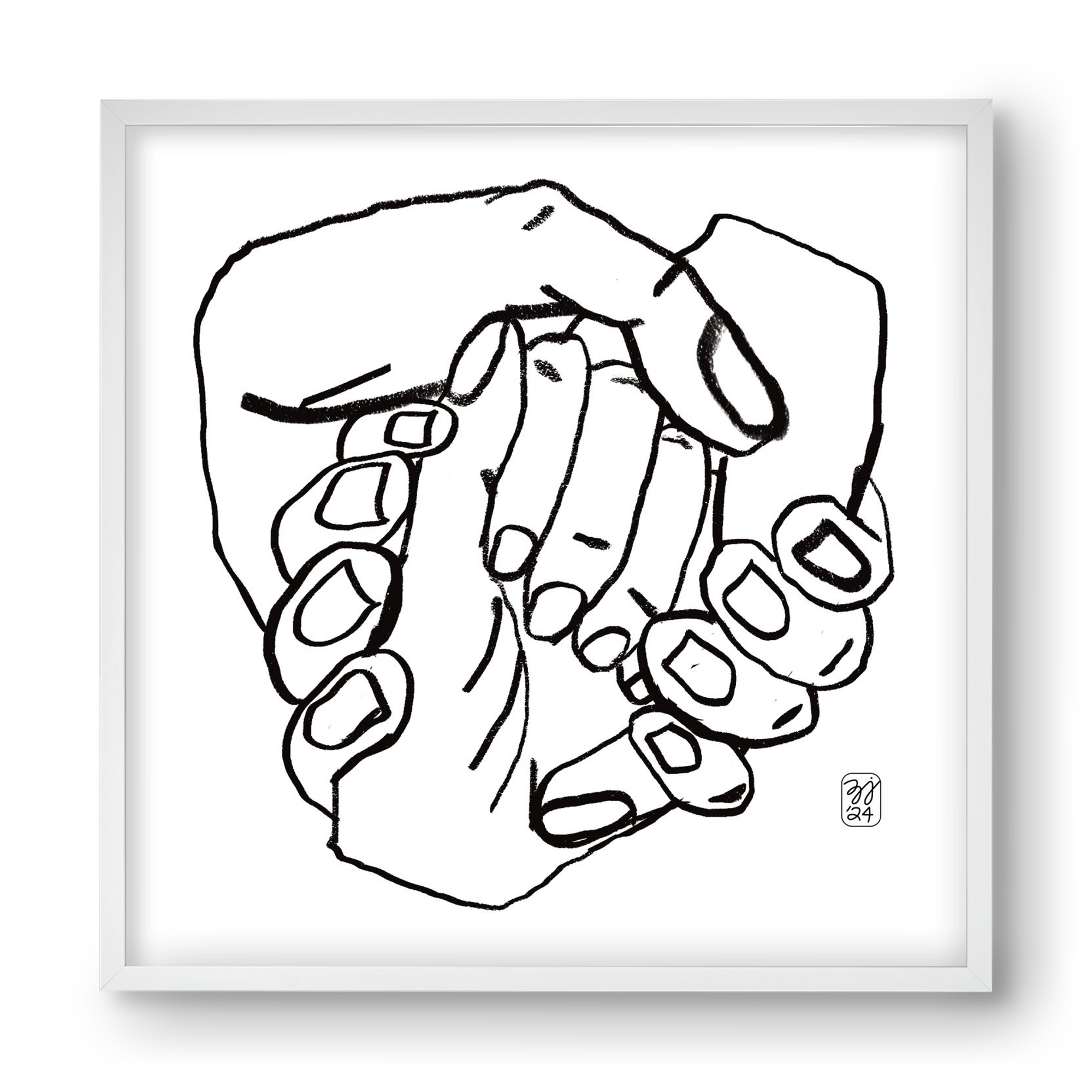 Hand in Handz, 40x40 cm (40x40 cm), Fehér keret