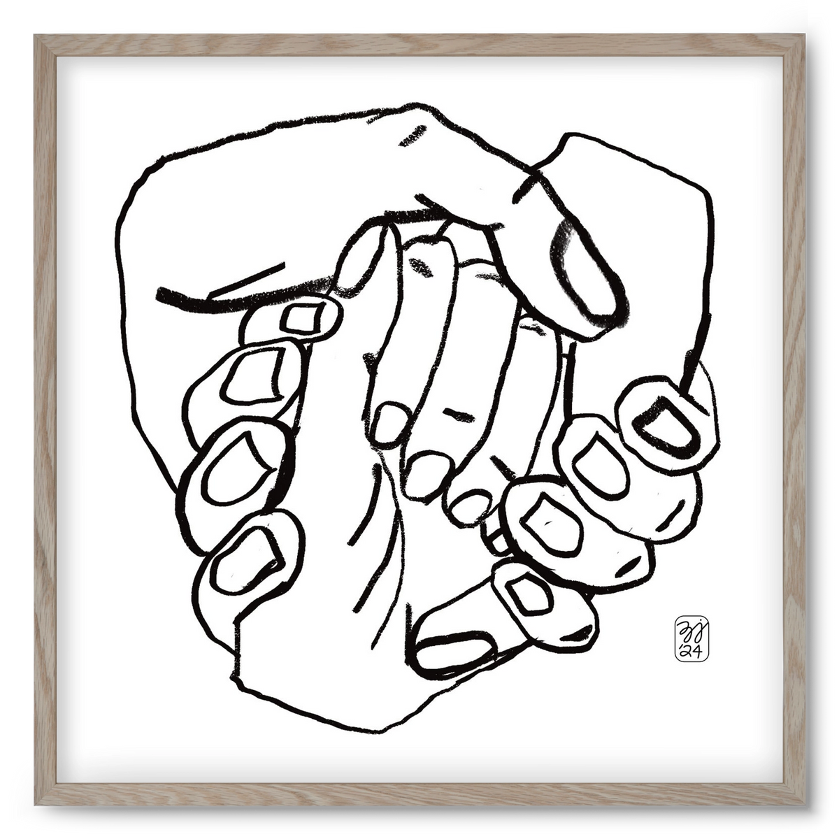 Hand in Handz, 50x50 cm (50x50 cm), Tölgy keret