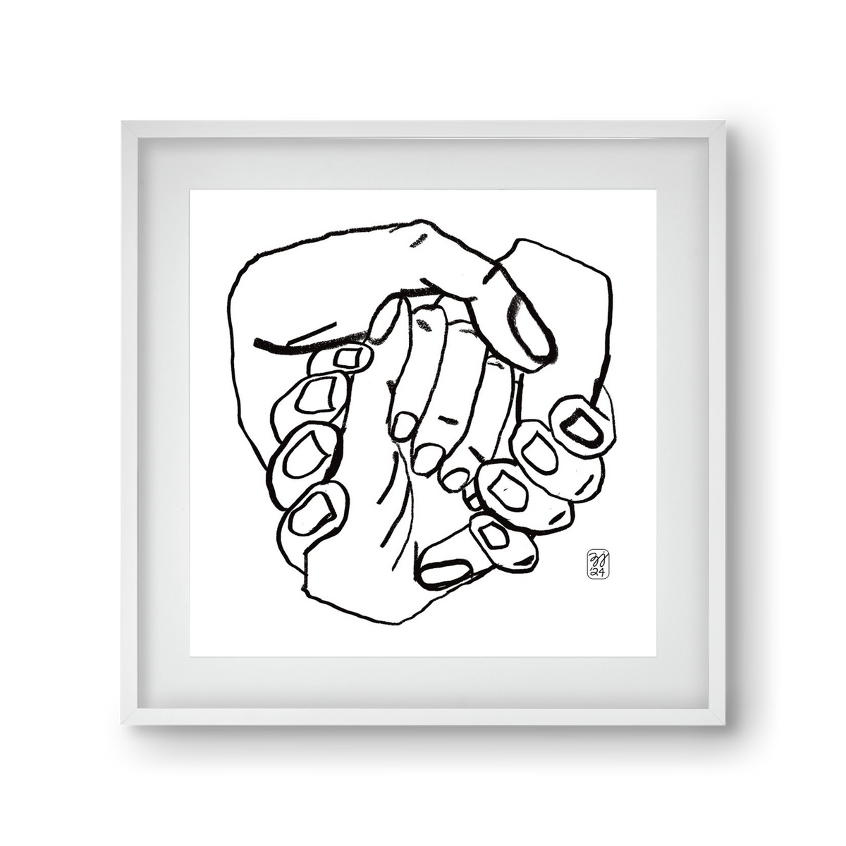 Hand in Handz, 30x30 cm (20x20 cm), Fehér keret, paszpartuval