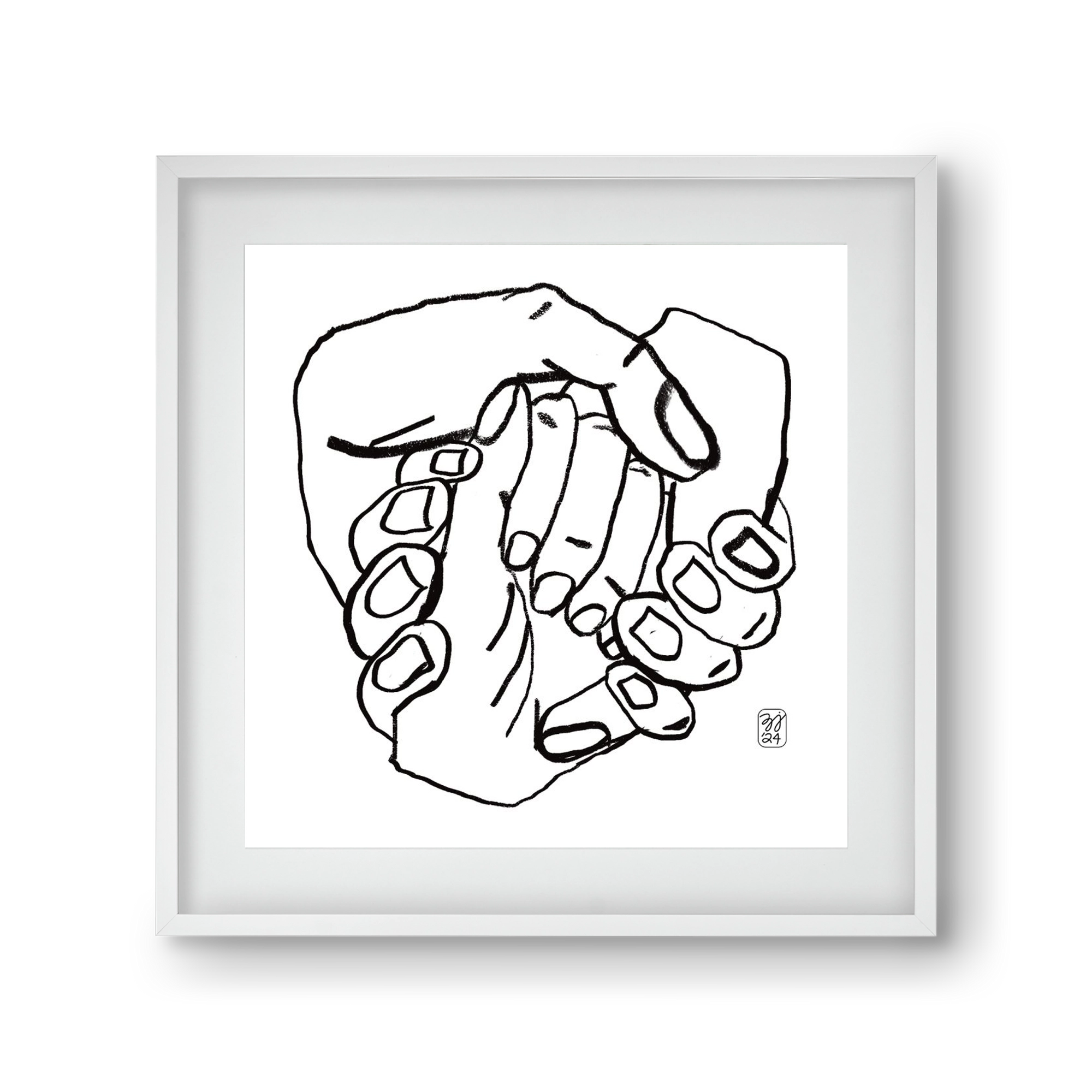 Hand in Handz, 30x30 cm (20x20 cm), Fehér keret, paszpartuval
