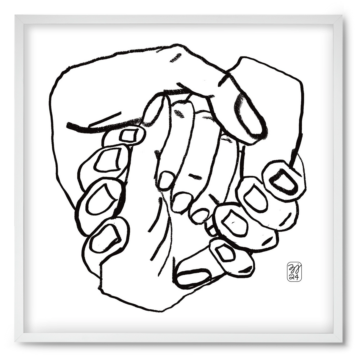Hand in Handz, 50x50 cm (50x50 cm), Fehér keret