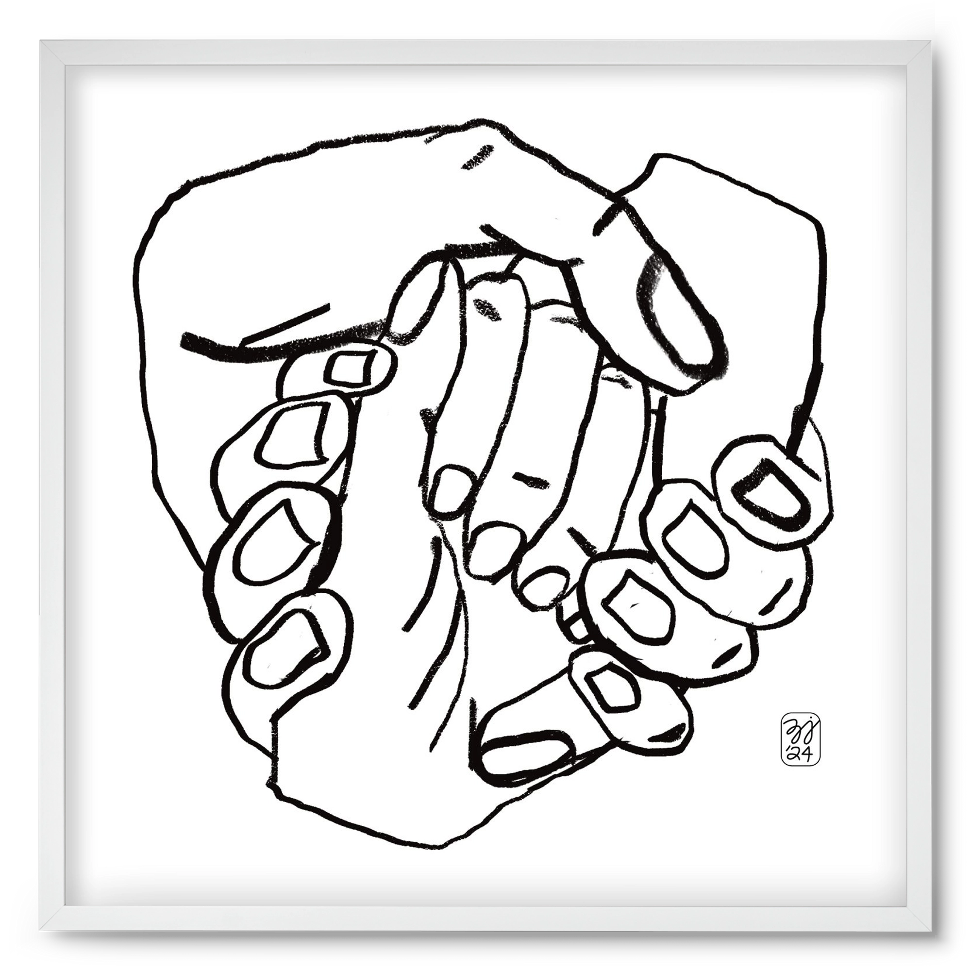 Hand in Handz, 50x50 cm (50x50 cm), Fehér keret
