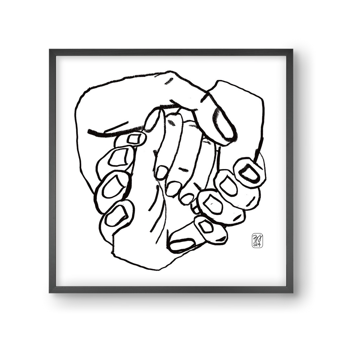 Hand in Handz, 30x30 cm (30x30 cm), Fekete keret