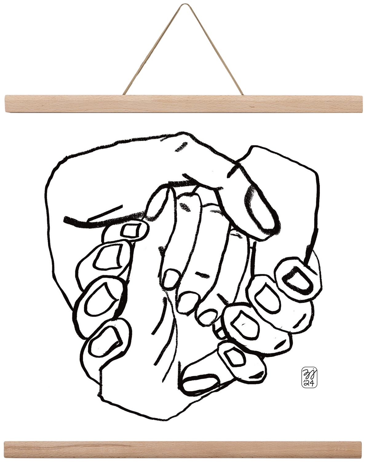 Hand in Handz, 40x40 cm (40x40 cm), Tölgy akasztó