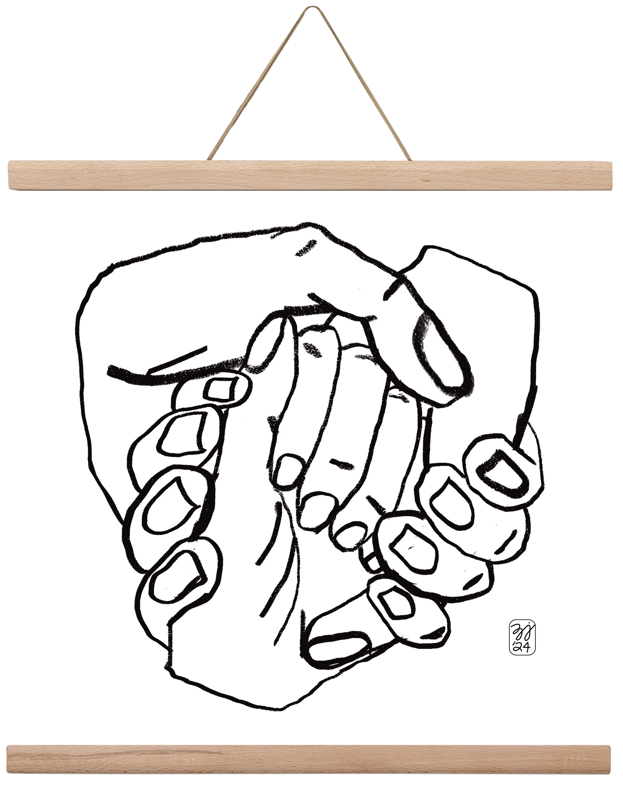 Hand in Handz, 40x40 cm (40x40 cm), Tölgy akasztó