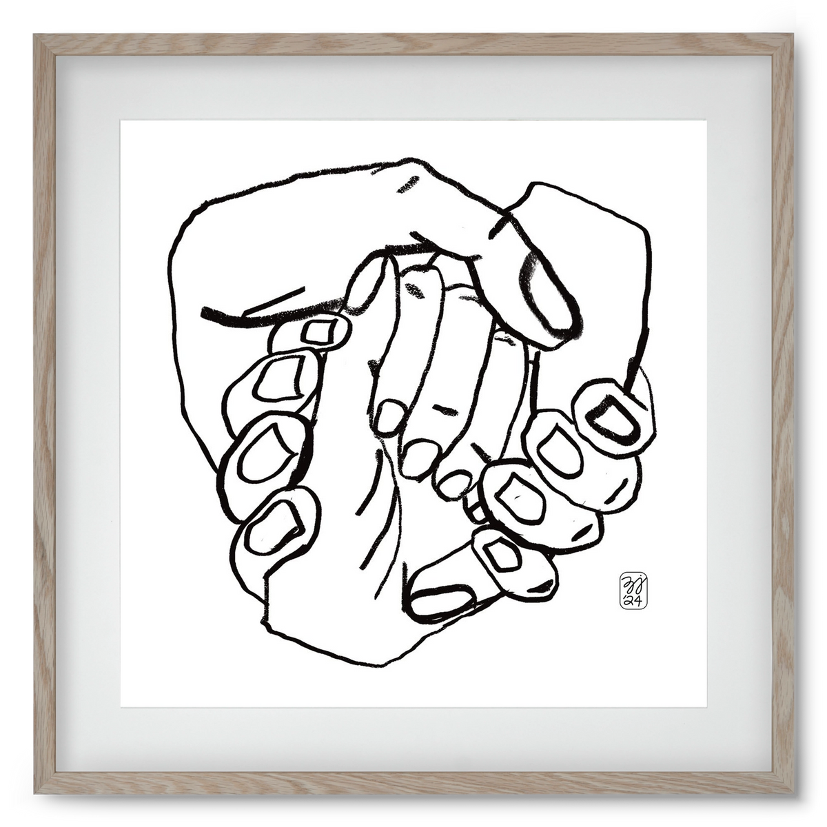 Hand in Handz, 50x50 cm (40x40 cm), Tölgy keret, paszpartuval