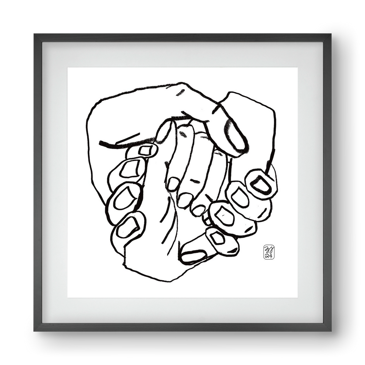 Hand in Handz, 40x40 cm (30x30 cm), Fekete keret, paszpartuval