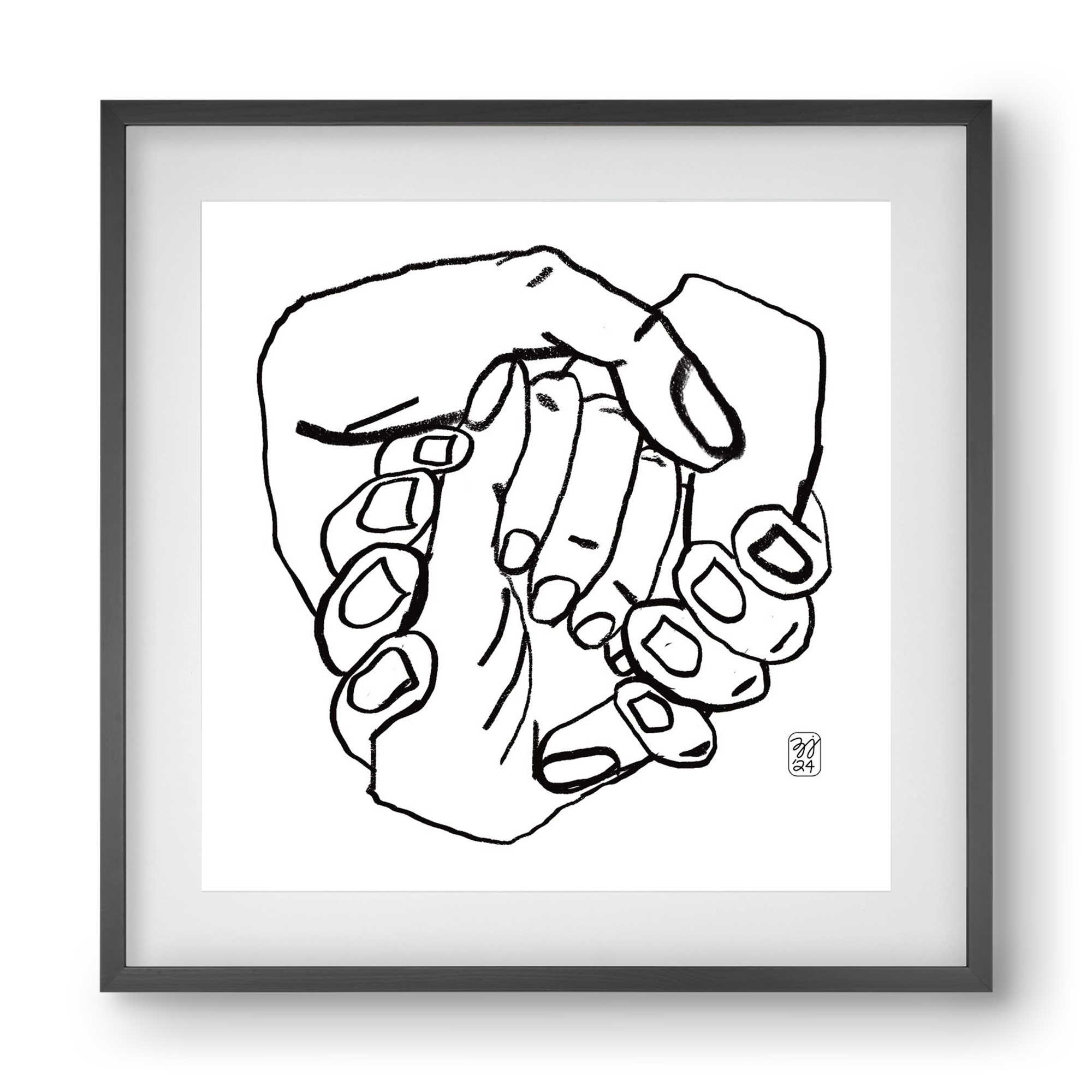 Hand in Handz, 40x40 cm (30x30 cm), Fekete keret, paszpartuval