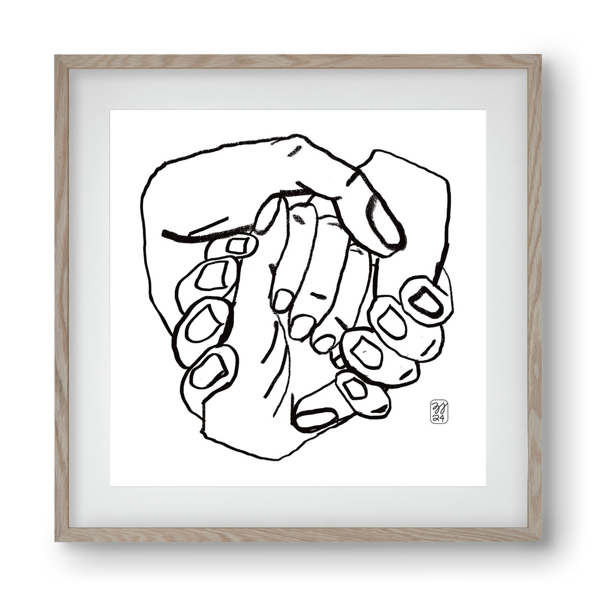 Hand in Handz, 40x40 cm (30x30 cm), Tölgy keret, paszpartuval
