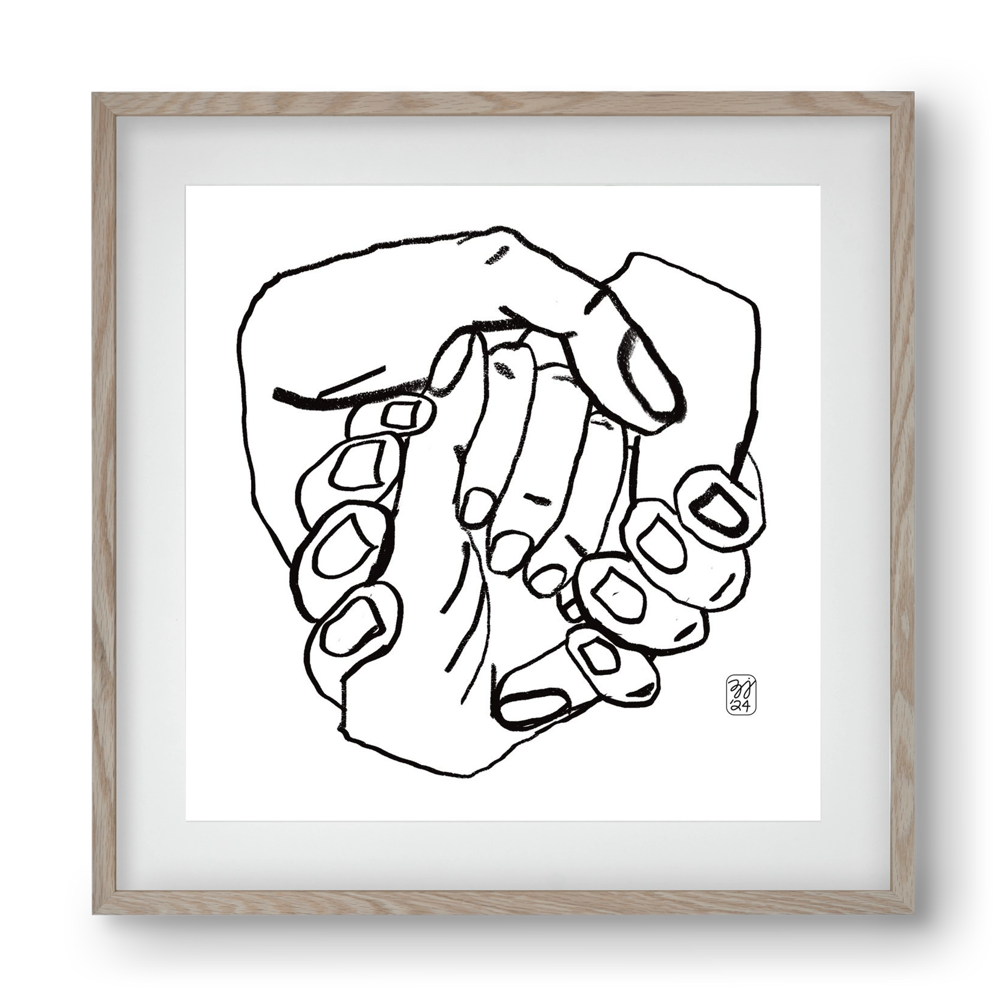 Hand in Handz, 40x40 cm (30x30 cm), Tölgy keret, paszpartuval