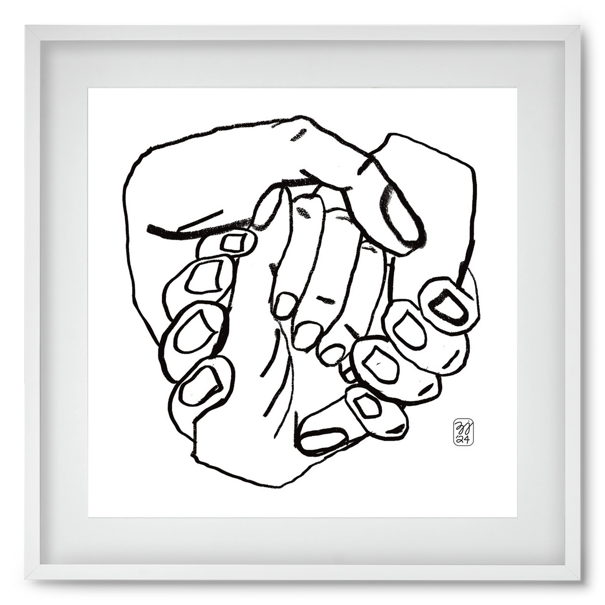 Hand in Handz, 50x50 cm (40x40 cm), Fehér keret, paszpartuval