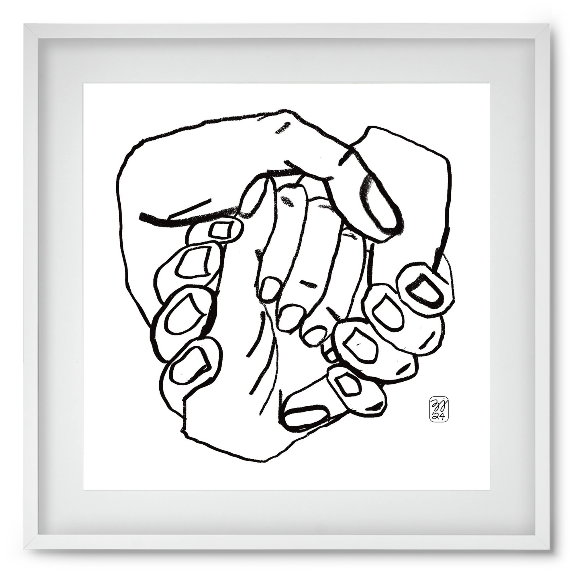 Hand in Handz, 50x50 cm (40x40 cm), Fehér keret, paszpartuval