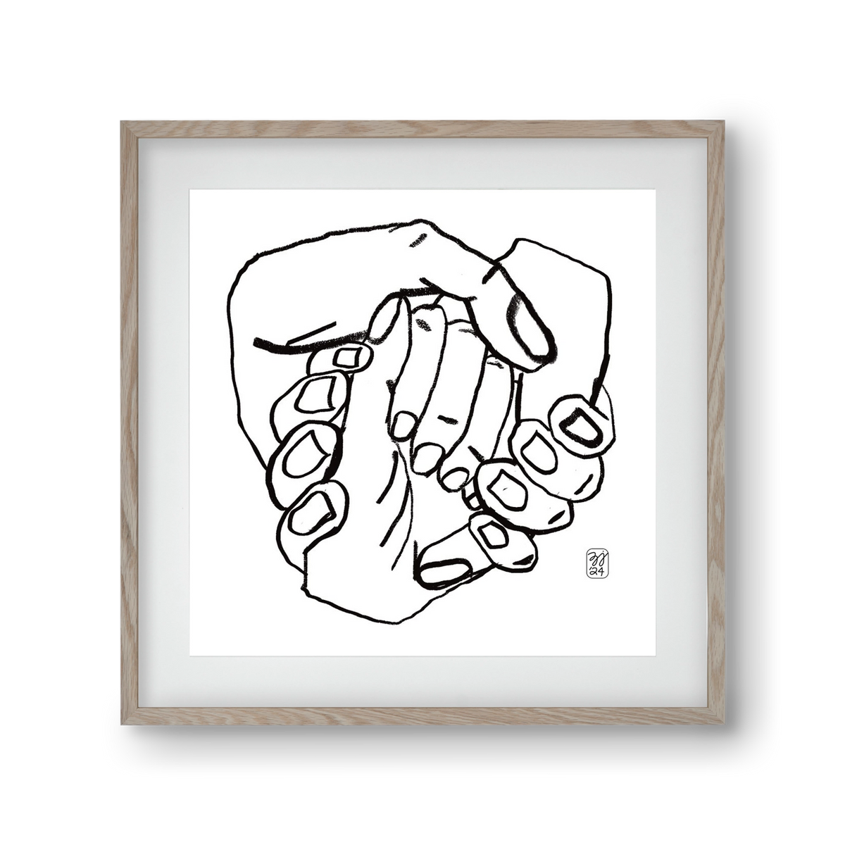 Hand in Handz, 30x30 cm (20x20 cm), Tölgy keret, paszpartuval