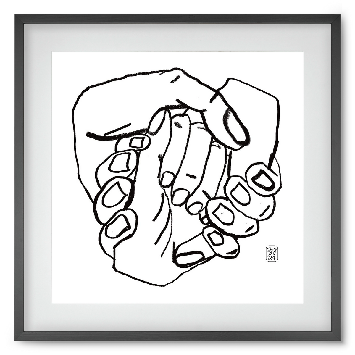 Hand in Handz, 50x50 cm (40x40 cm), Fekete keret, paszpartuval