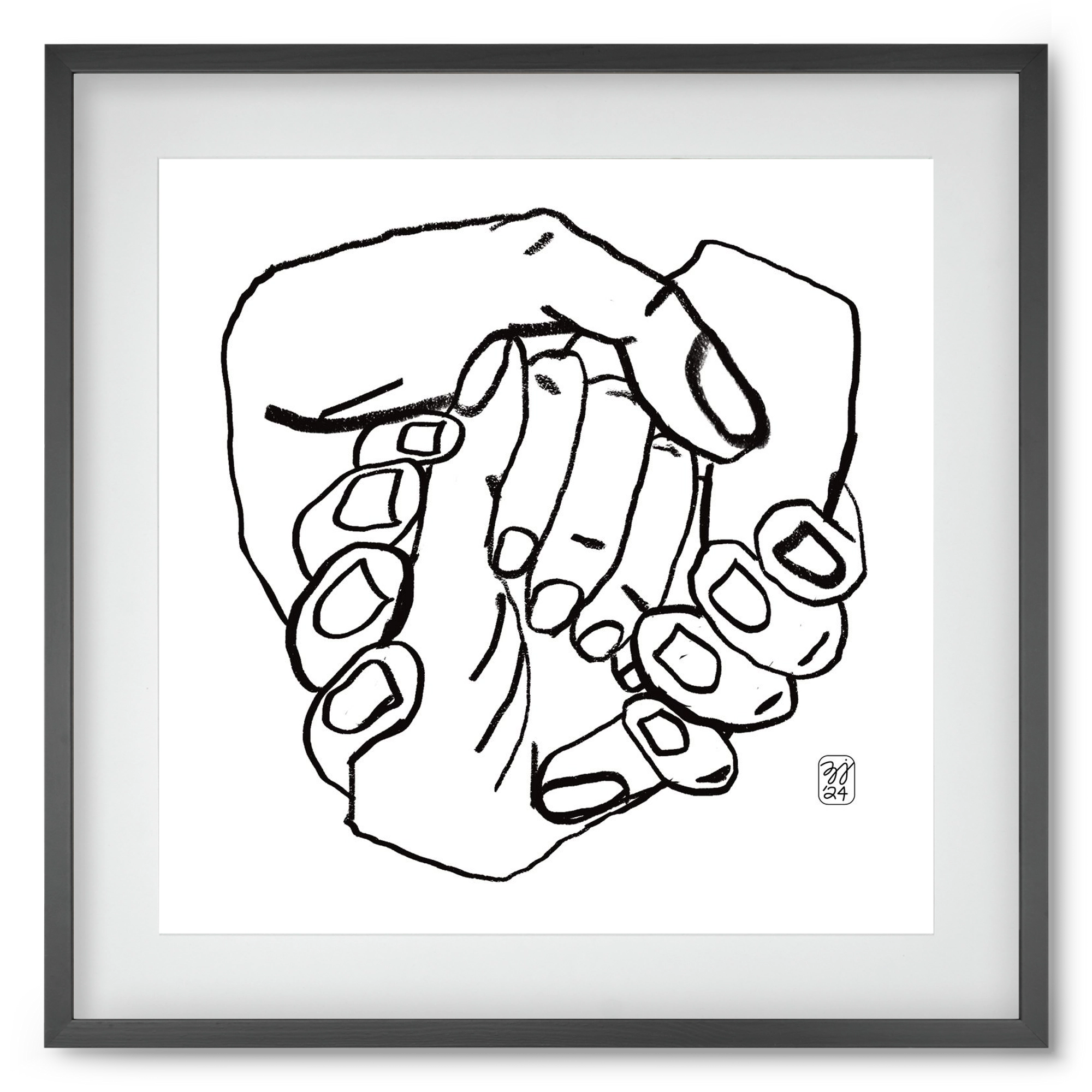 Hand in Handz, 50x50 cm (40x40 cm), Fekete keret, paszpartuval