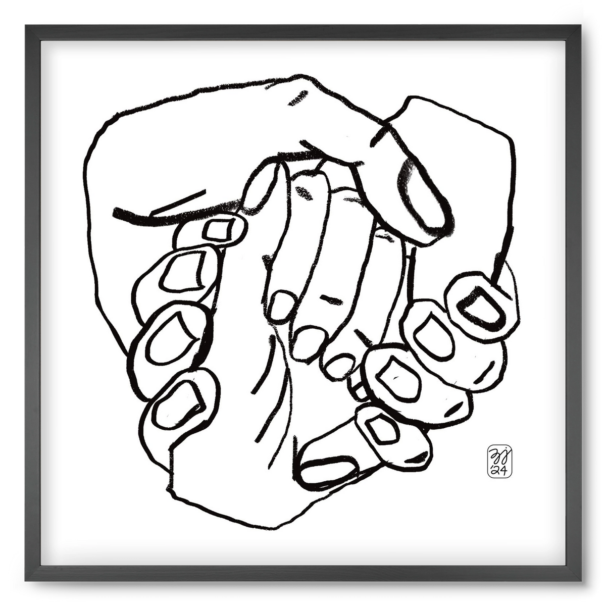 Hand in Handz, 50x50 cm (50x50 cm), Fekete keret