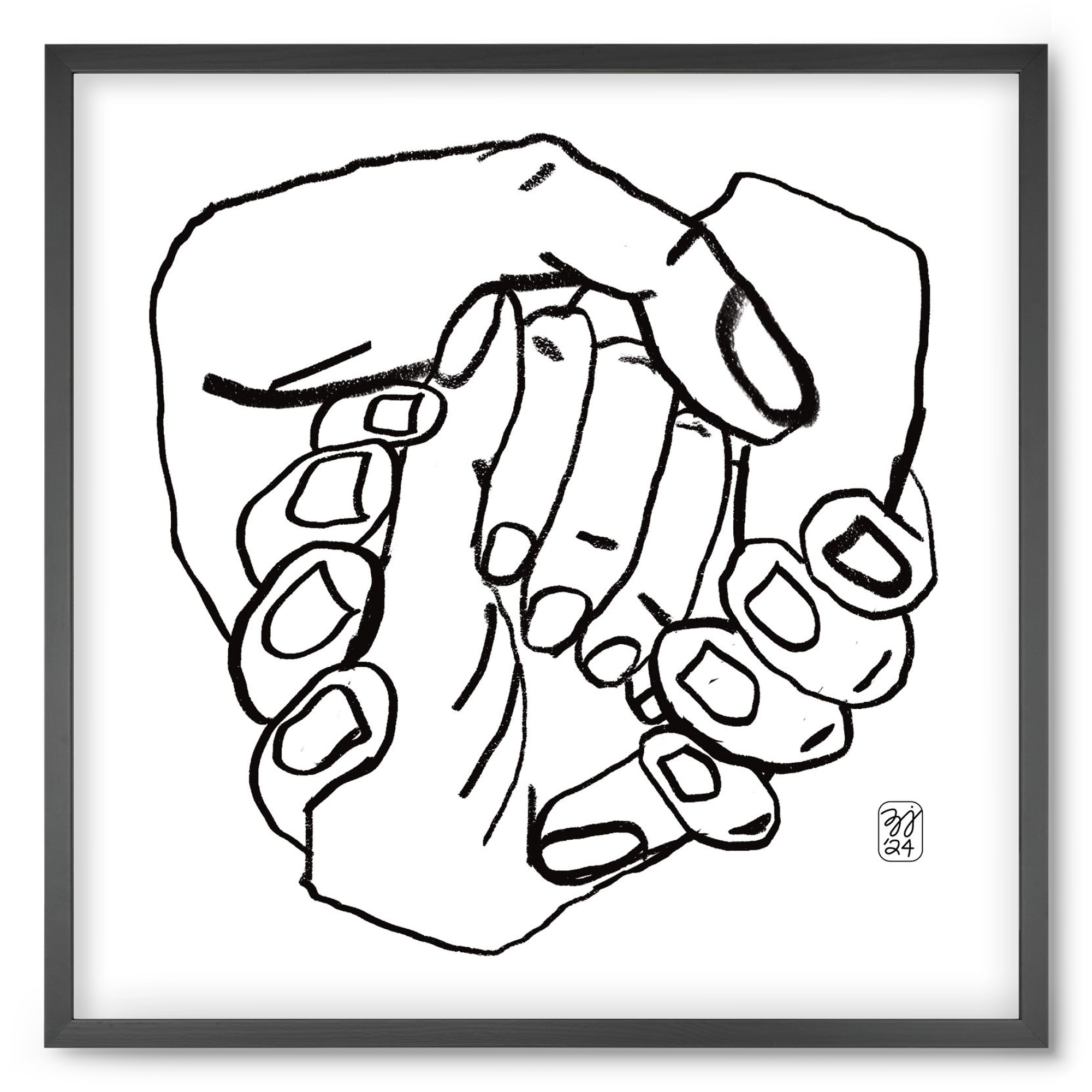 Hand in Handz, 50x50 cm (50x50 cm), Fekete keret