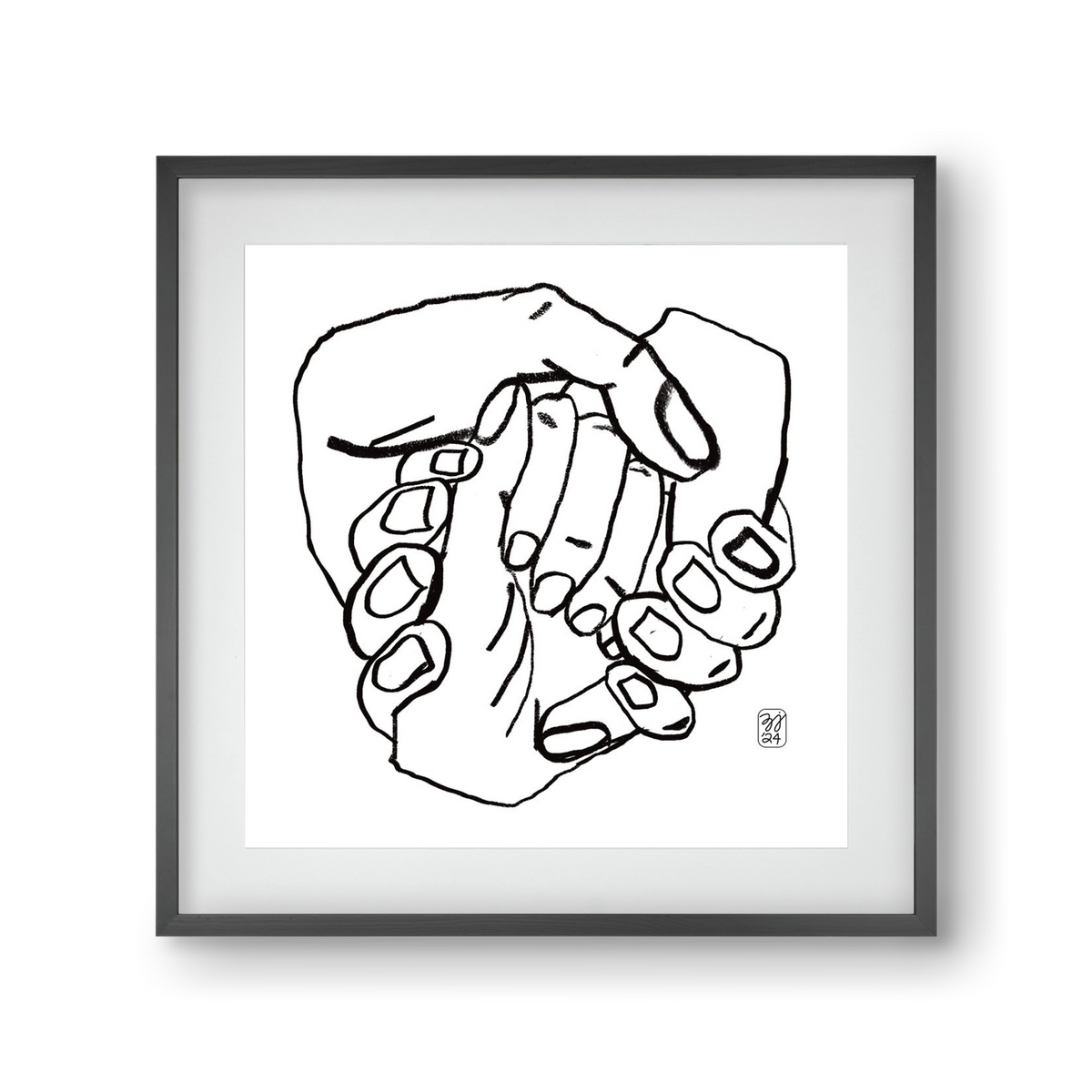 Hand in Handz, 30x30 cm (20x20 cm), Fekete keret, paszpartuval