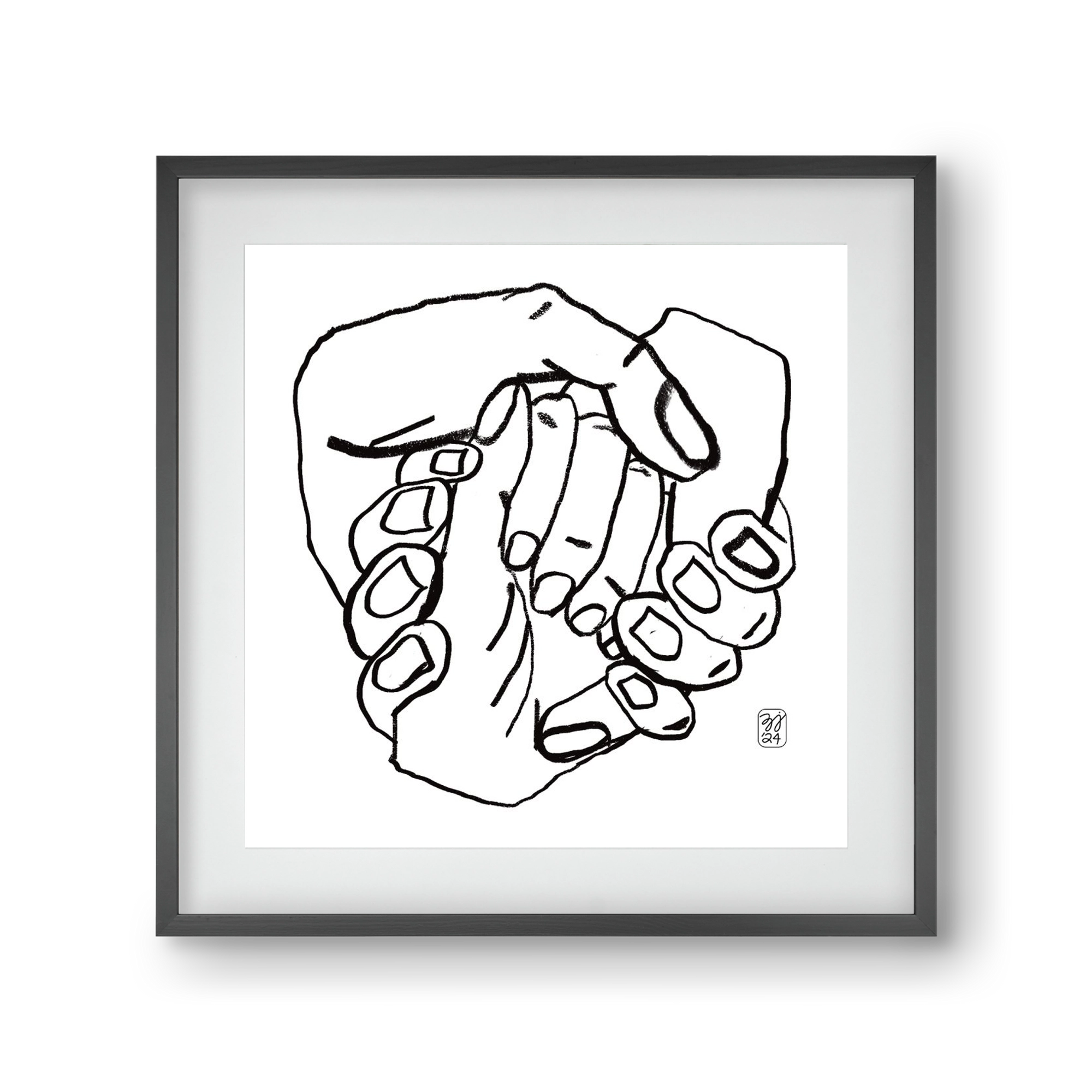 Hand in Handz, 30x30 cm (20x20 cm), Fekete keret, paszpartuval