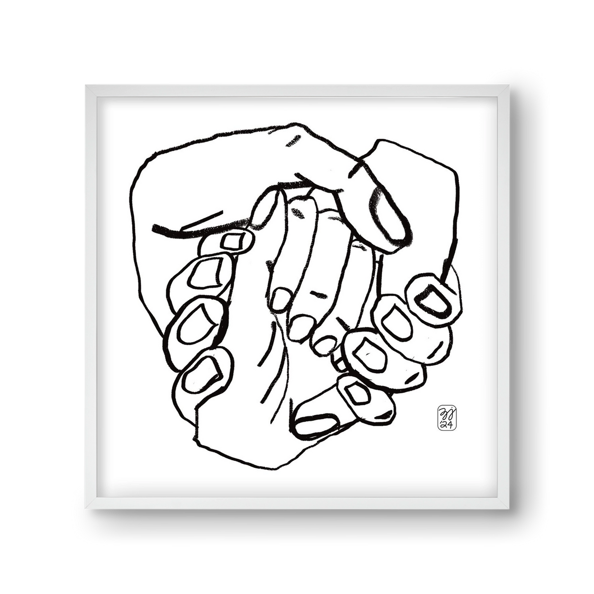 Hand in Handz, 30x30 cm (30x30 cm), Fehér keret