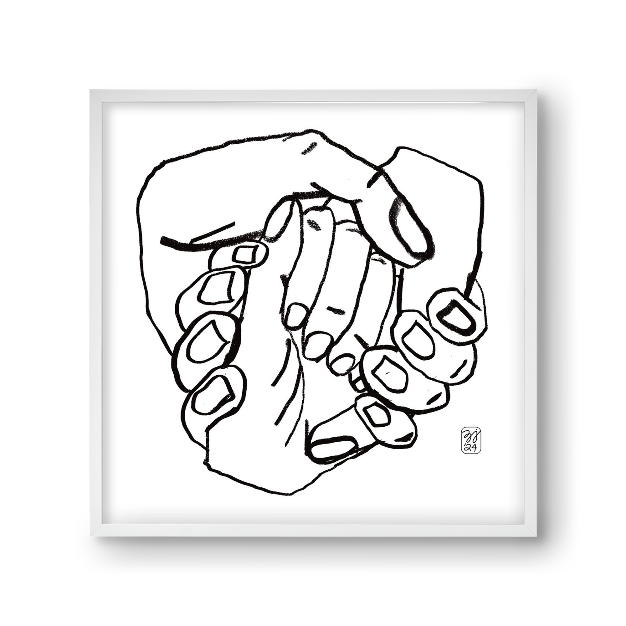 Hand in Handz, 30x30 cm (30x30 cm), Fehér keret