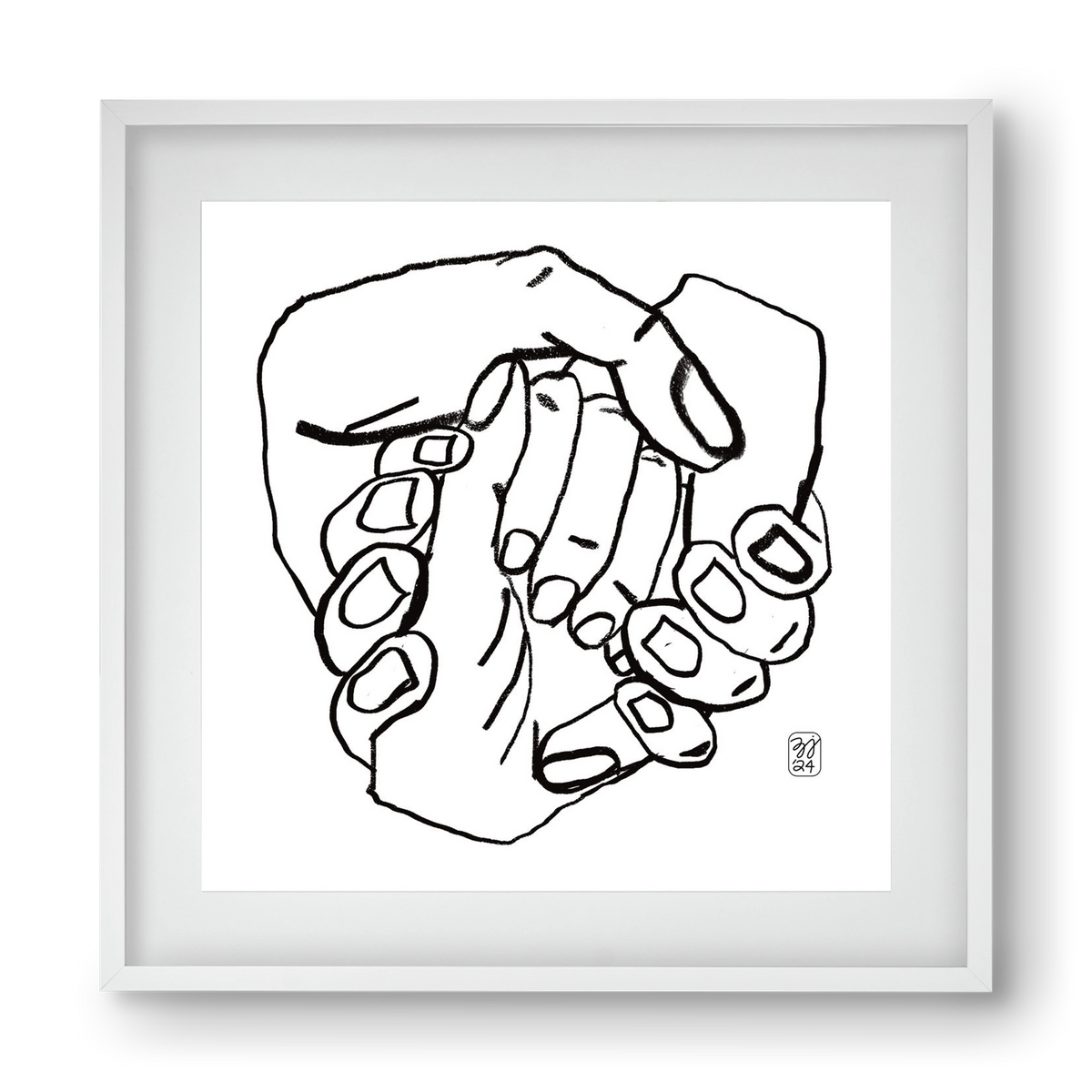 Hand in Handz, 40x40 cm (30x30 cm), Fehér keret, paszpartuval