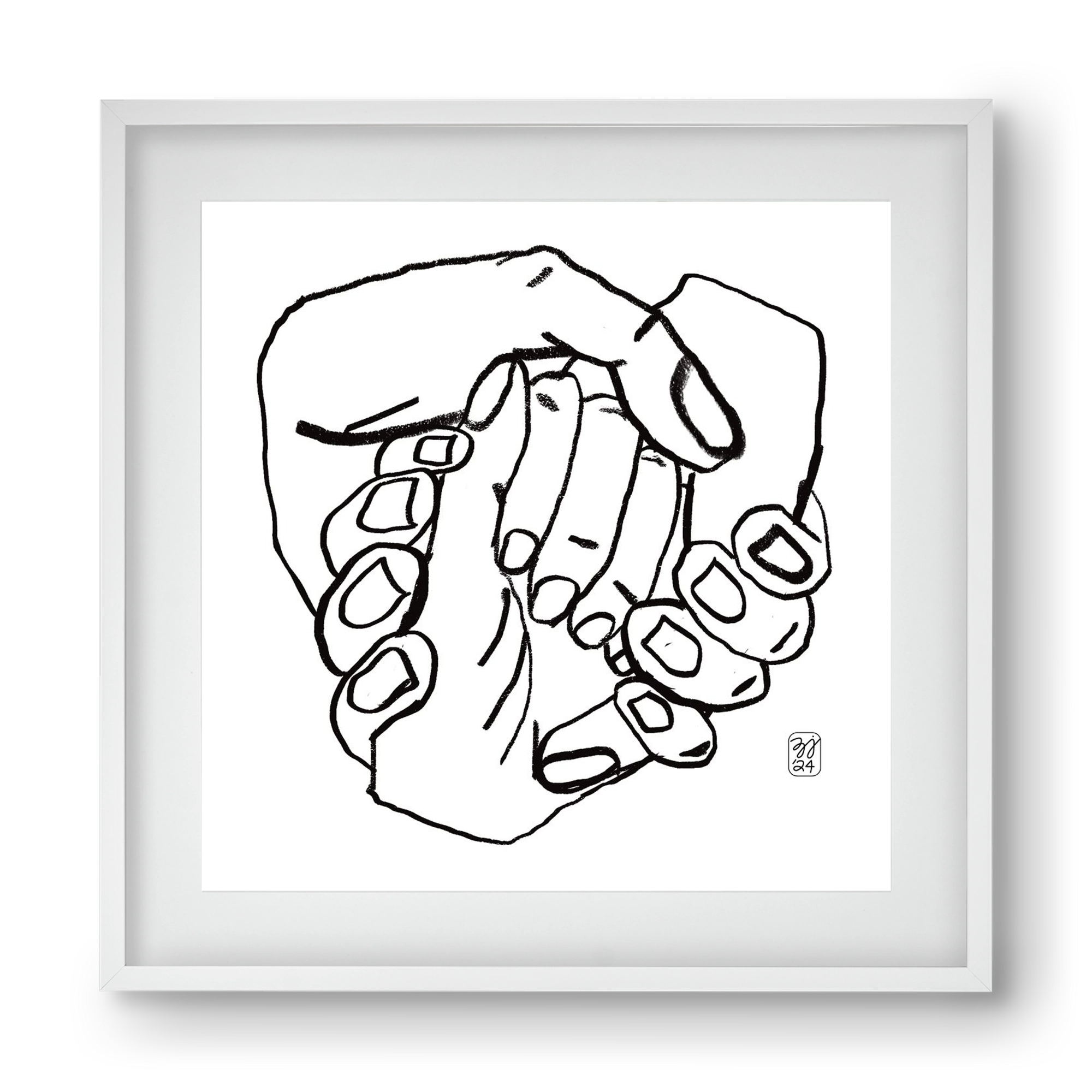 Hand in Handz, 40x40 cm (30x30 cm), Fehér keret, paszpartuval