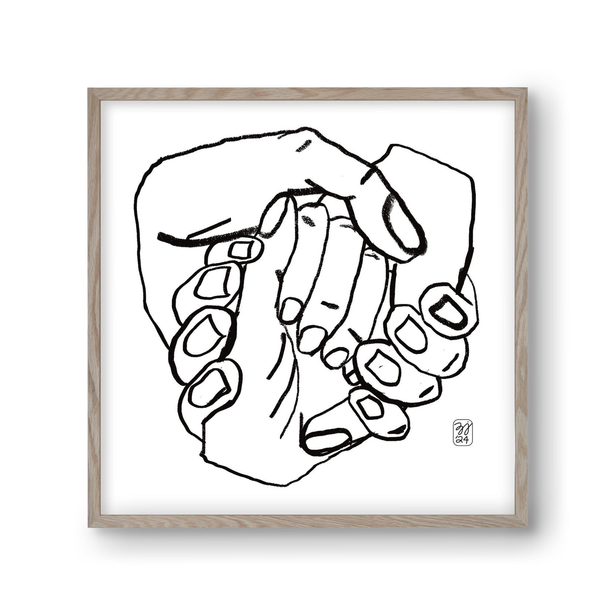 Hand in Handz, 30x30 cm (30x30 cm), Tölgy keret