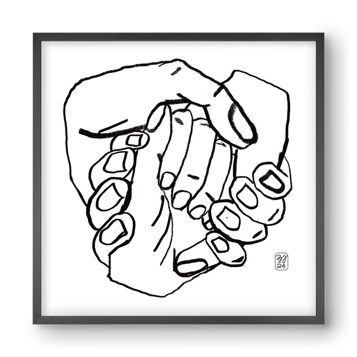 Hand in Handz, 40x40 cm (40x40 cm), Fekete keret