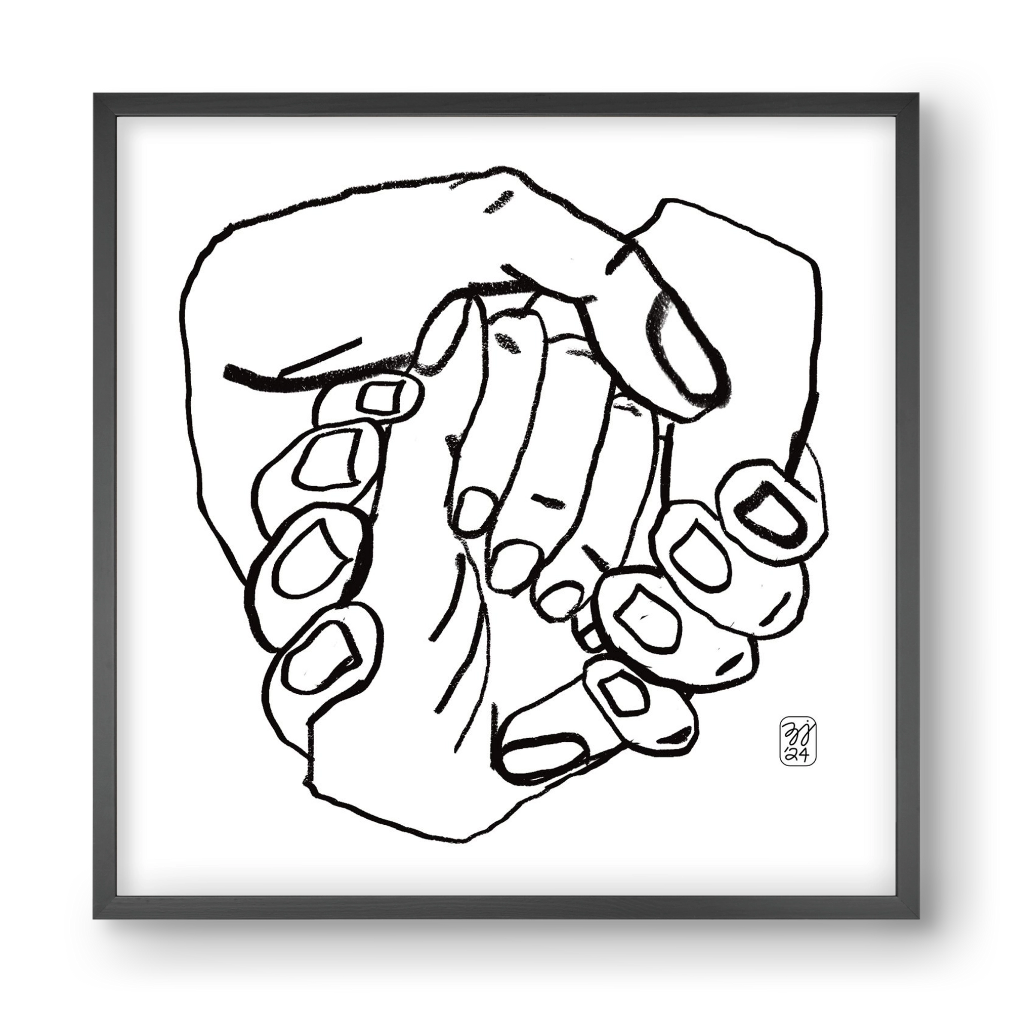Hand in Handz, 40x40 cm (40x40 cm), Fekete keret