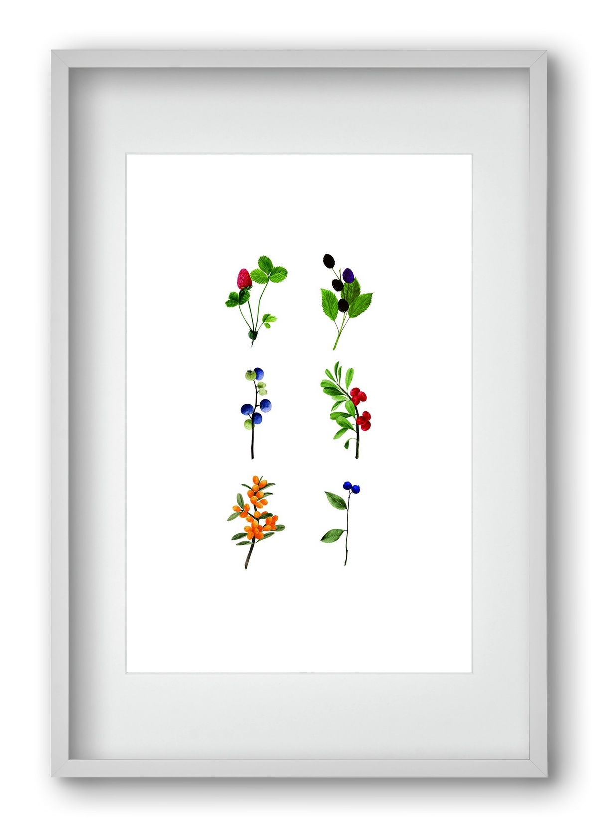 berries, 40x60 cm (30x45 cm), Fehér keret, paszpartuval