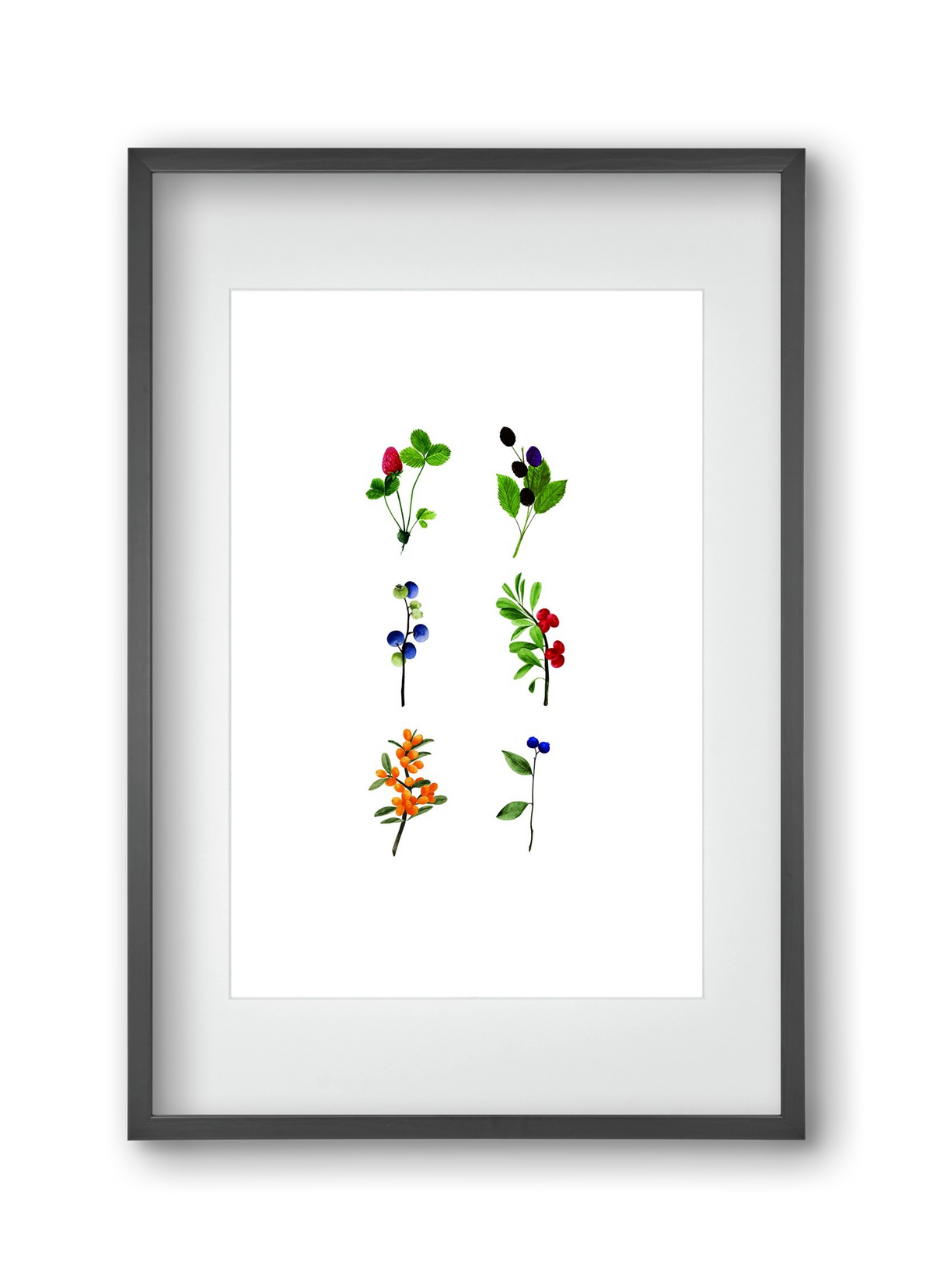 berries, 30x45 cm (20x30 cm), Fekete keret, paszpartuval