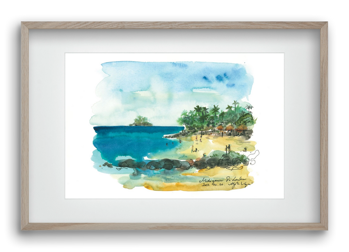 MIDIGAMA, Sri Lanka - 2023.02.26., 60x40 cm (45x30 cm), Tölgy keret, paszpartuval