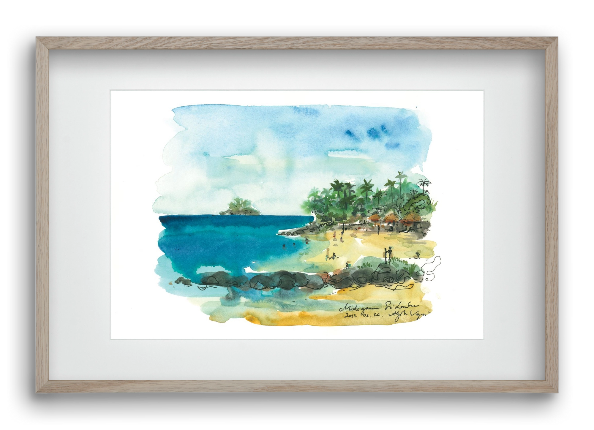 MIDIGAMA, Sri Lanka - 2023.02.26., 60x40 cm (45x30 cm), Tölgy keret, paszpartuval