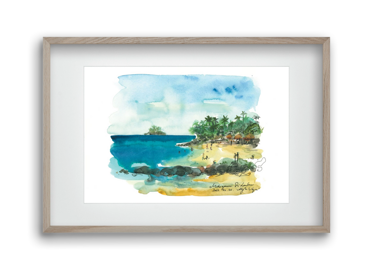 MIDIGAMA, Sri Lanka - 2023.02.26., 45x30 cm (30x20 cm), Tölgy keret, paszpartuval