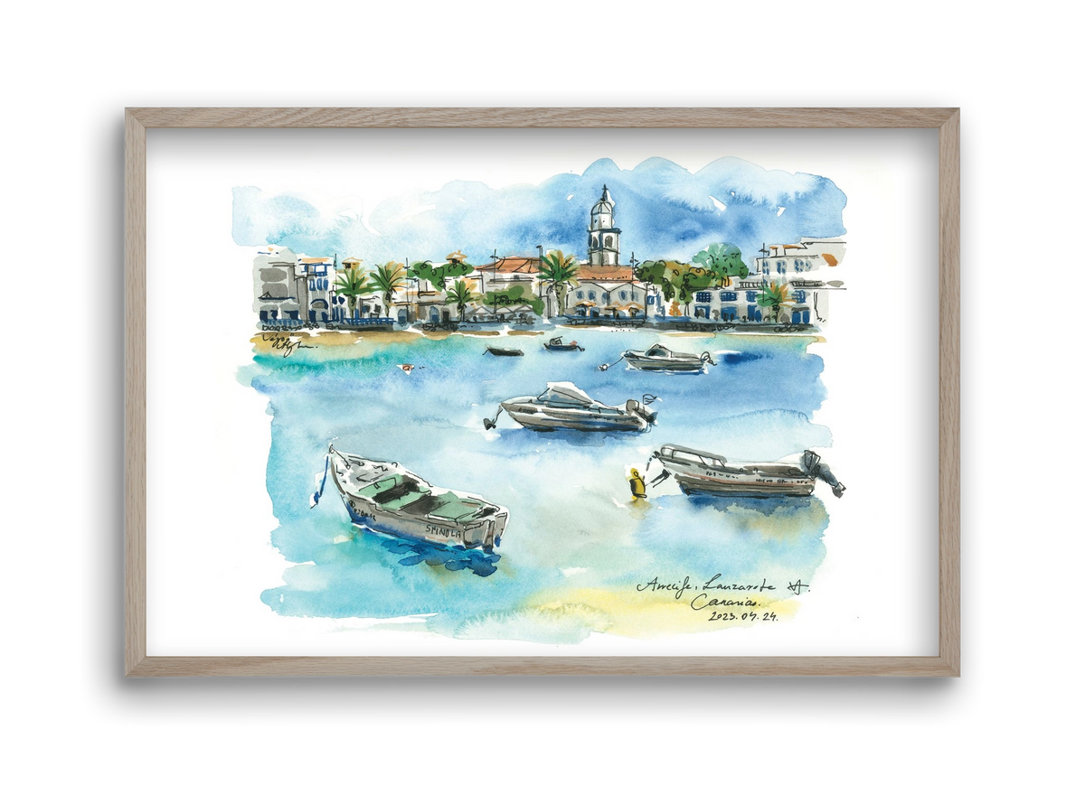 ARRECIFE, Lanzarote, Canary Island - 2023.04.24., 45x30 cm (45x30 cm), Tölgy keret