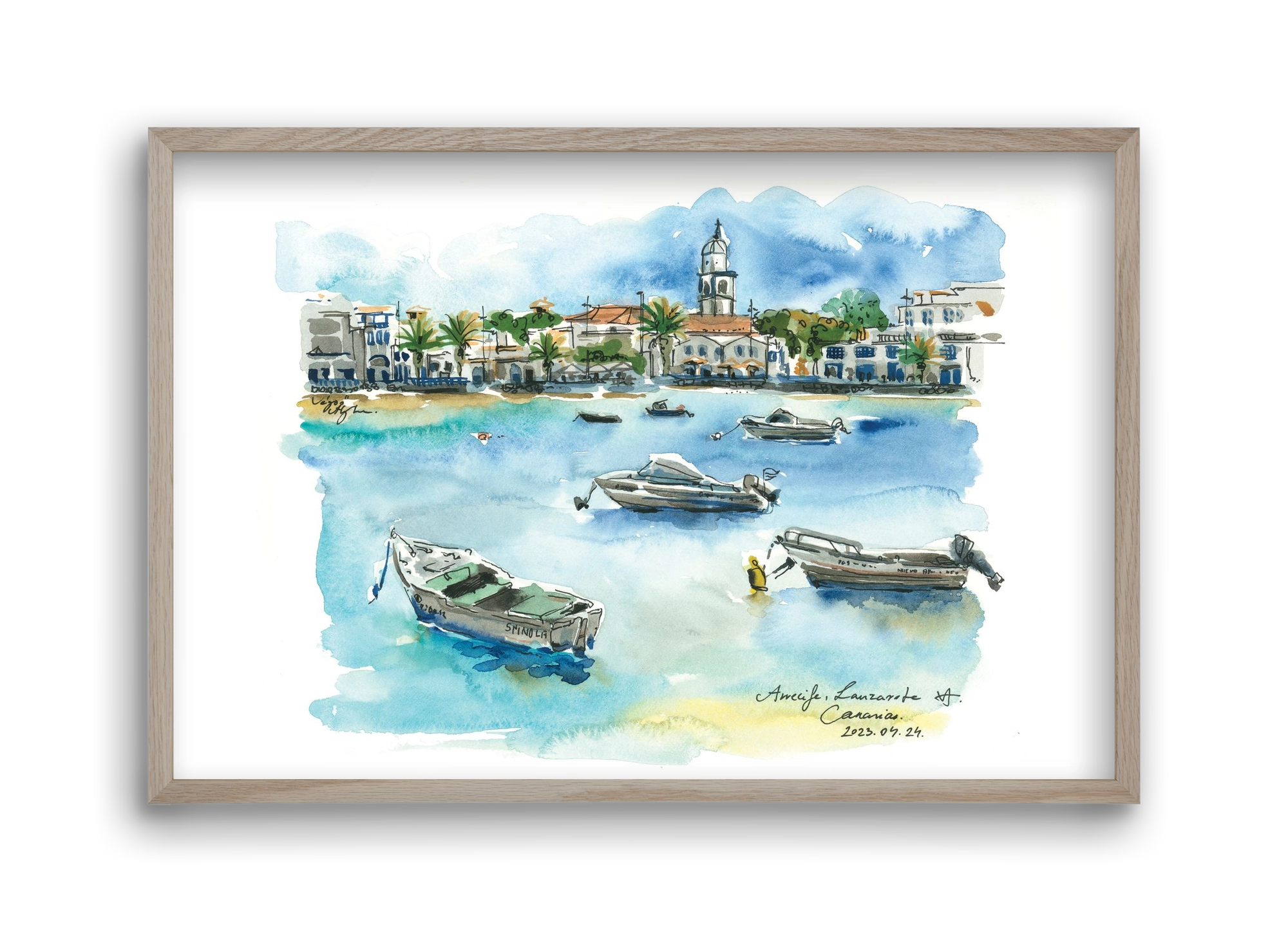 ARRECIFE, Lanzarote, Canary Island - 2023.04.24., 45x30 cm (45x30 cm), Tölgy keret