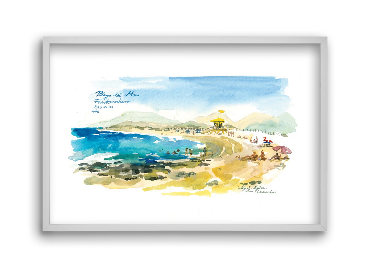 PLAYA del MORO, Fuerteventura, Canary Islands - 2023.04.30., 45x30 cm (45x30 cm), Fehér keret