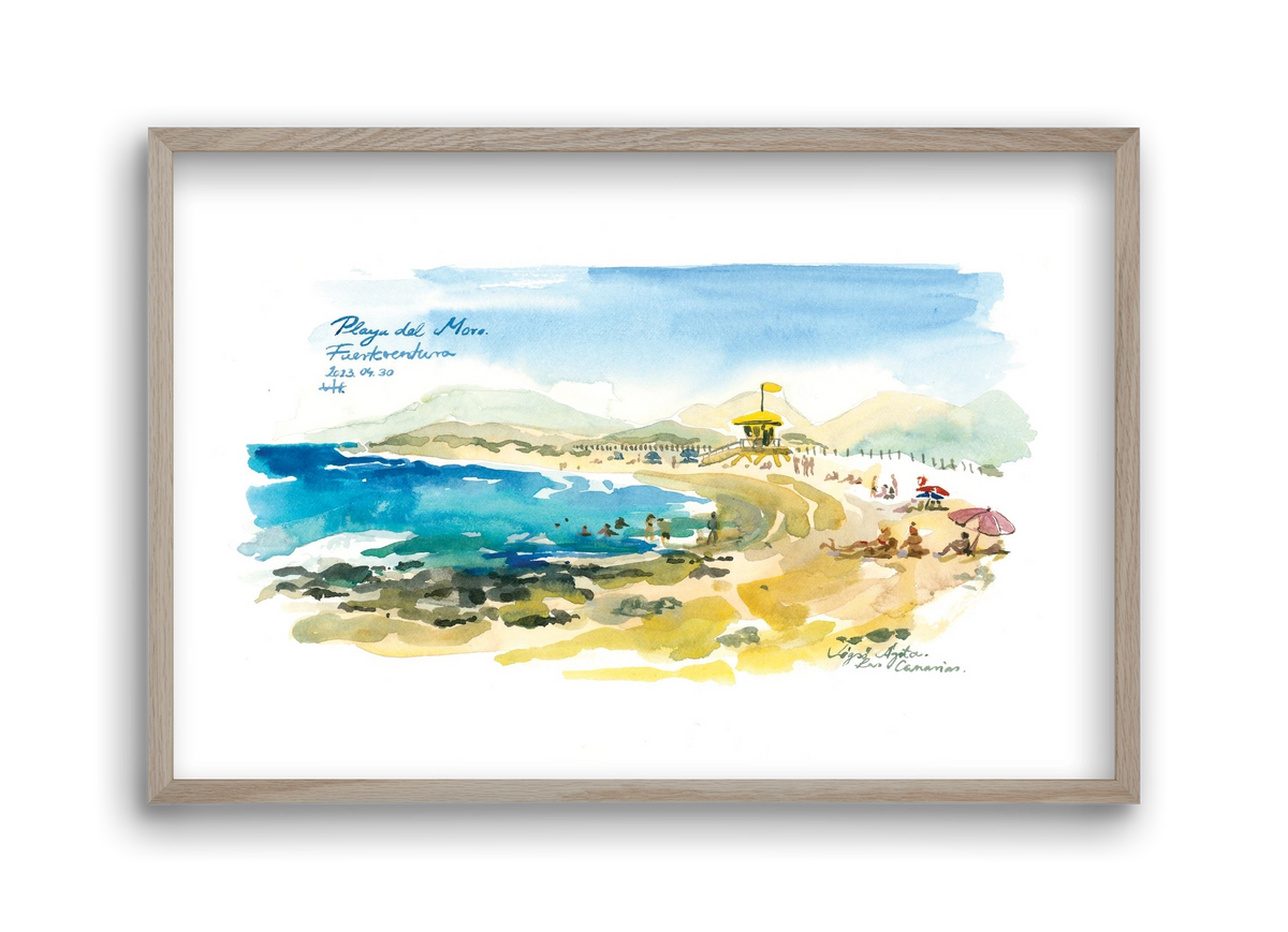 PLAYA del MORO, Fuerteventura, Canary Islands - 2023.04.30., 45x30 cm (45x30 cm), Tölgy keret