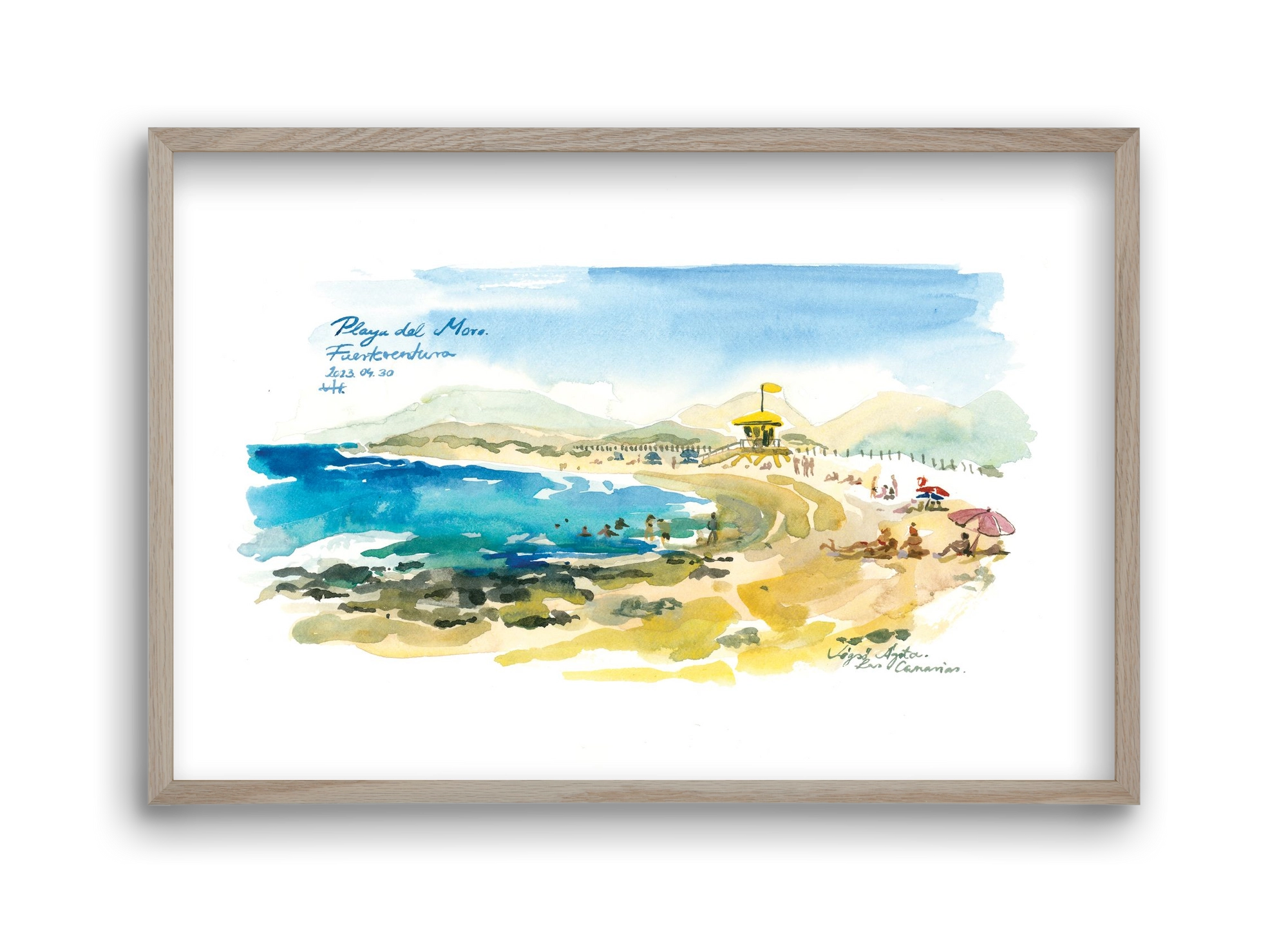 PLAYA del MORO, Fuerteventura, Canary Islands - 2023.04.30., 45x30 cm (45x30 cm), Tölgy keret
